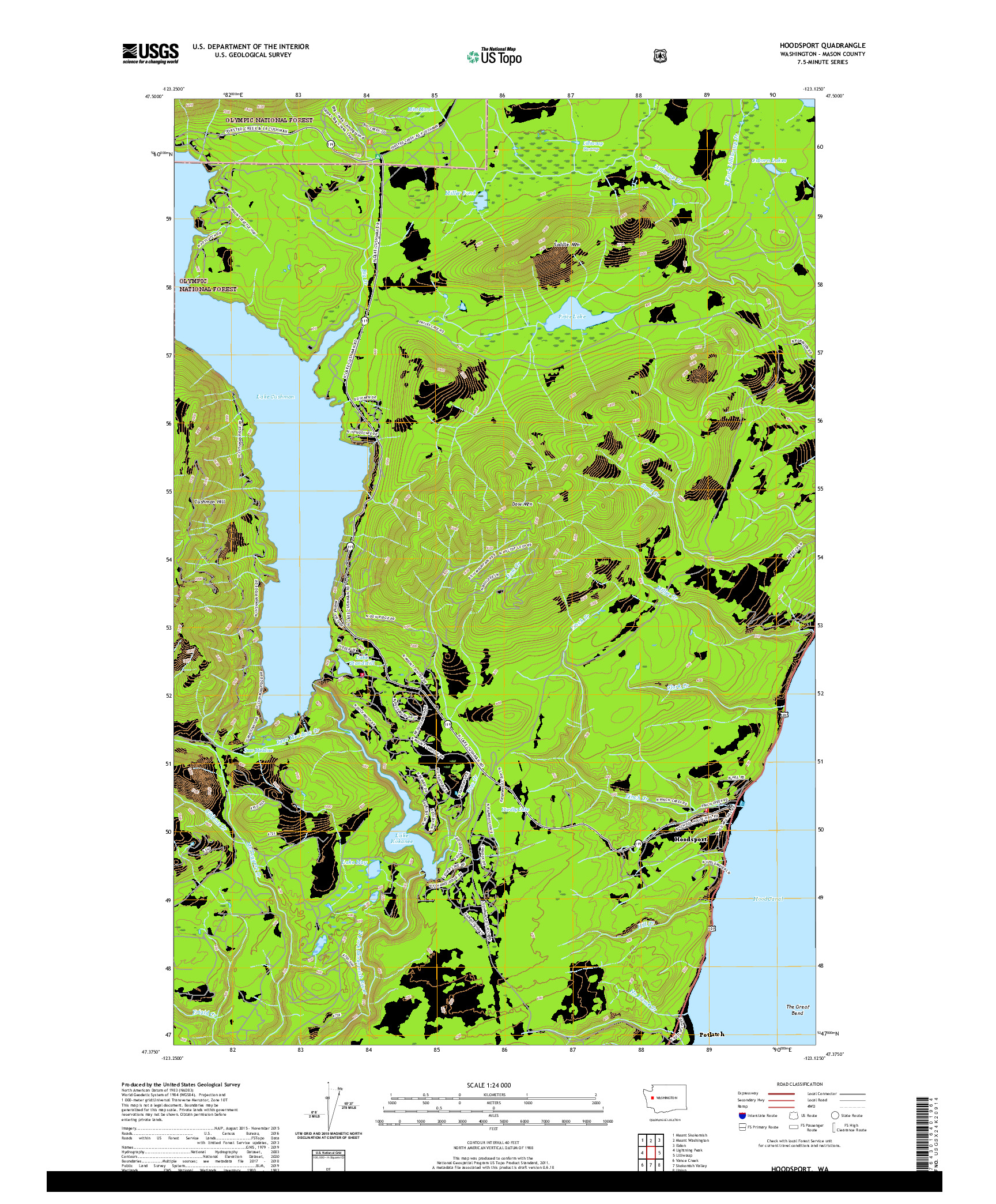 USGS US TOPO 7.5-MINUTE MAP FOR HOODSPORT, WA 2020