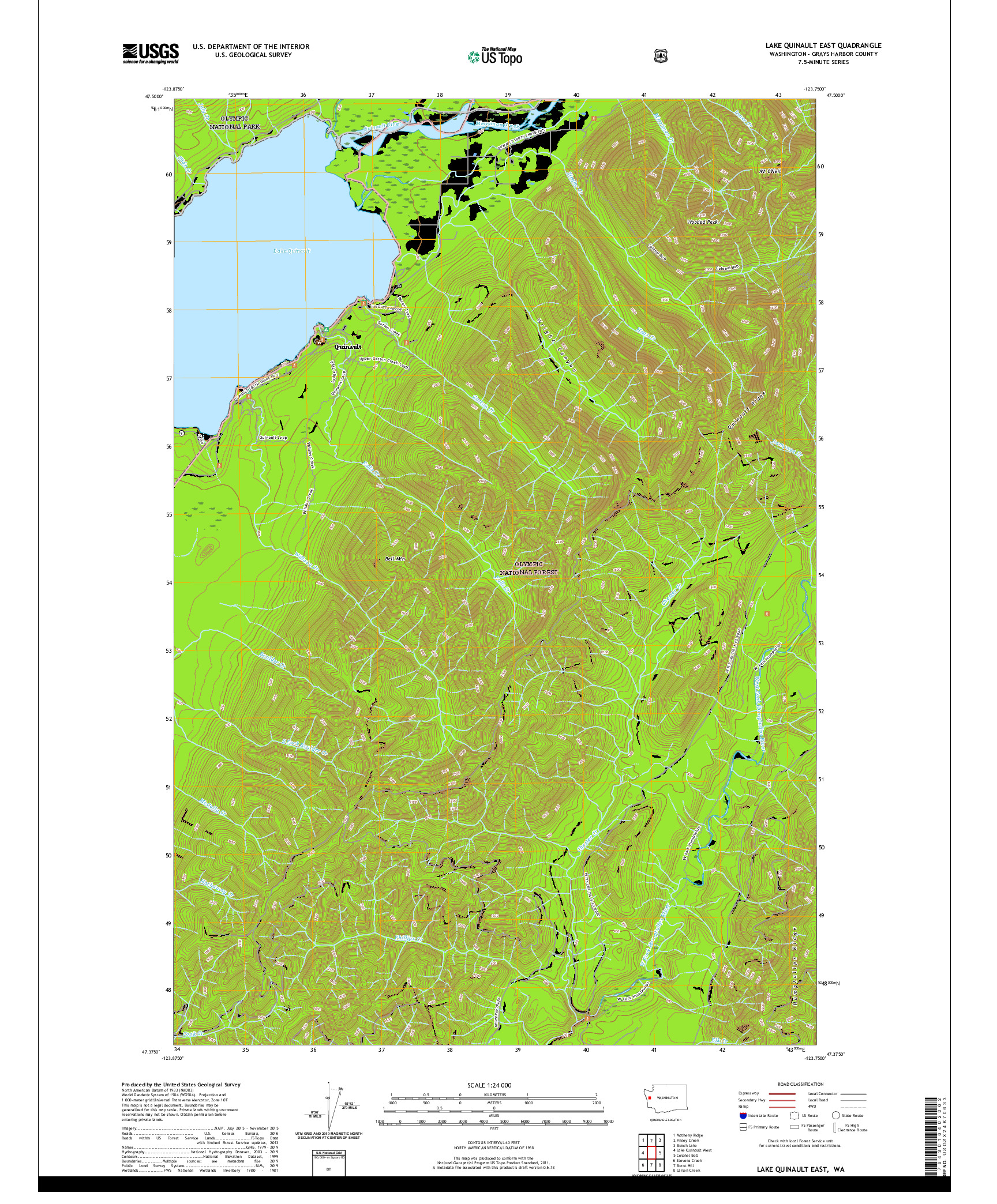 USGS US TOPO 7.5-MINUTE MAP FOR LAKE QUINAULT EAST, WA 2020