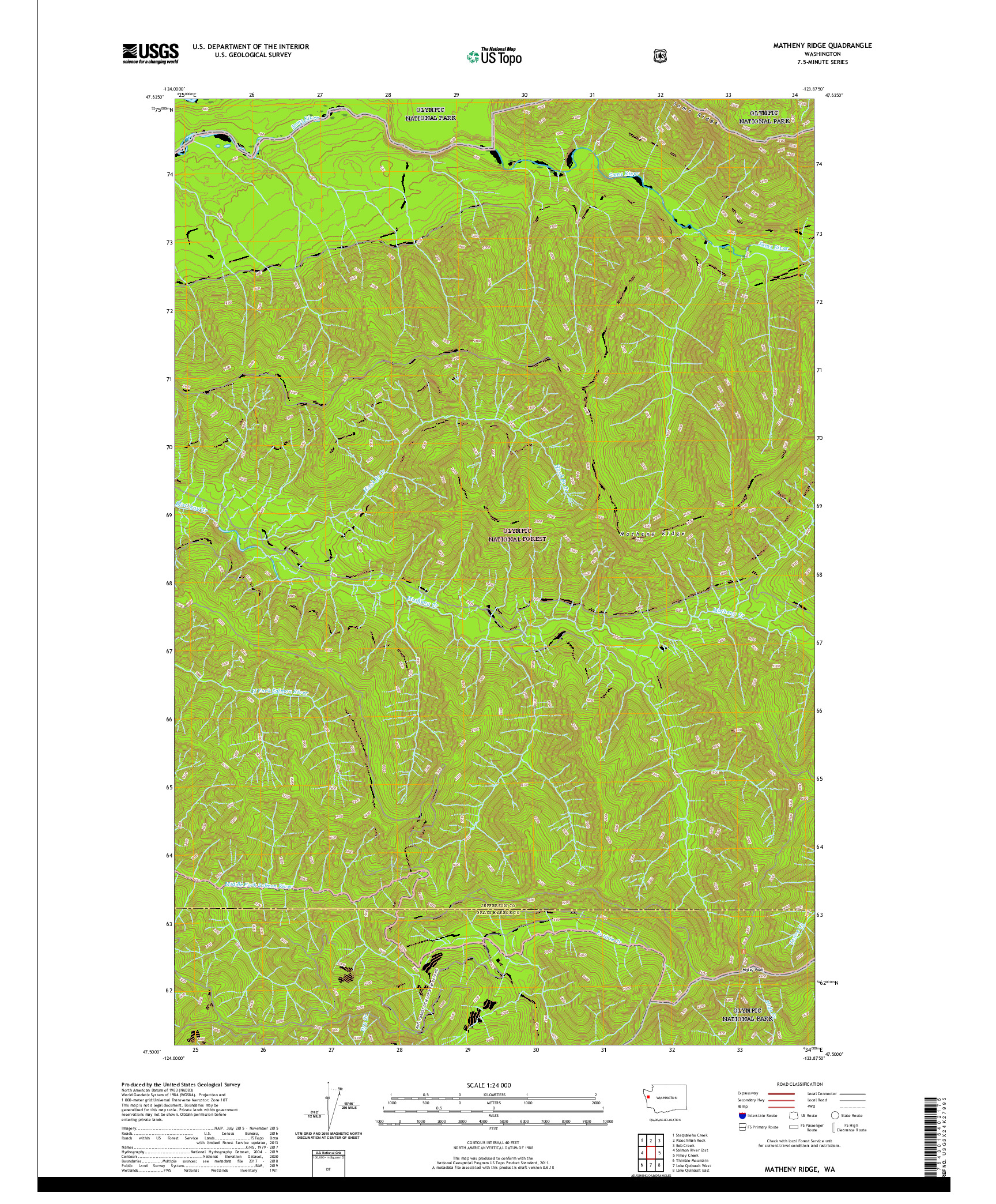 USGS US TOPO 7.5-MINUTE MAP FOR MATHENY RIDGE, WA 2020
