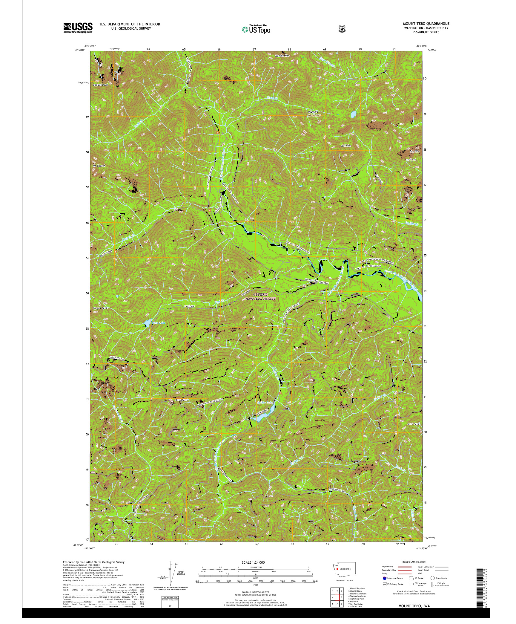 USGS US TOPO 7.5-MINUTE MAP FOR MOUNT TEBO, WA 2020
