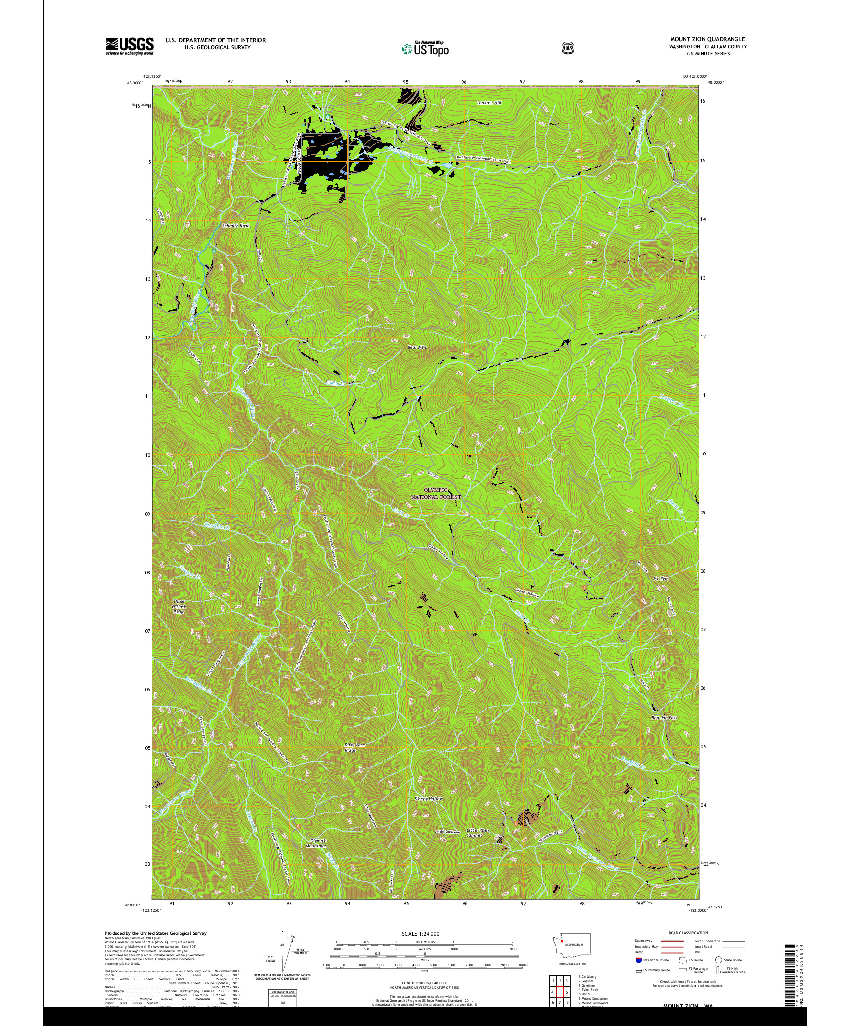 USGS US TOPO 7.5-MINUTE MAP FOR MOUNT ZION, WA 2020