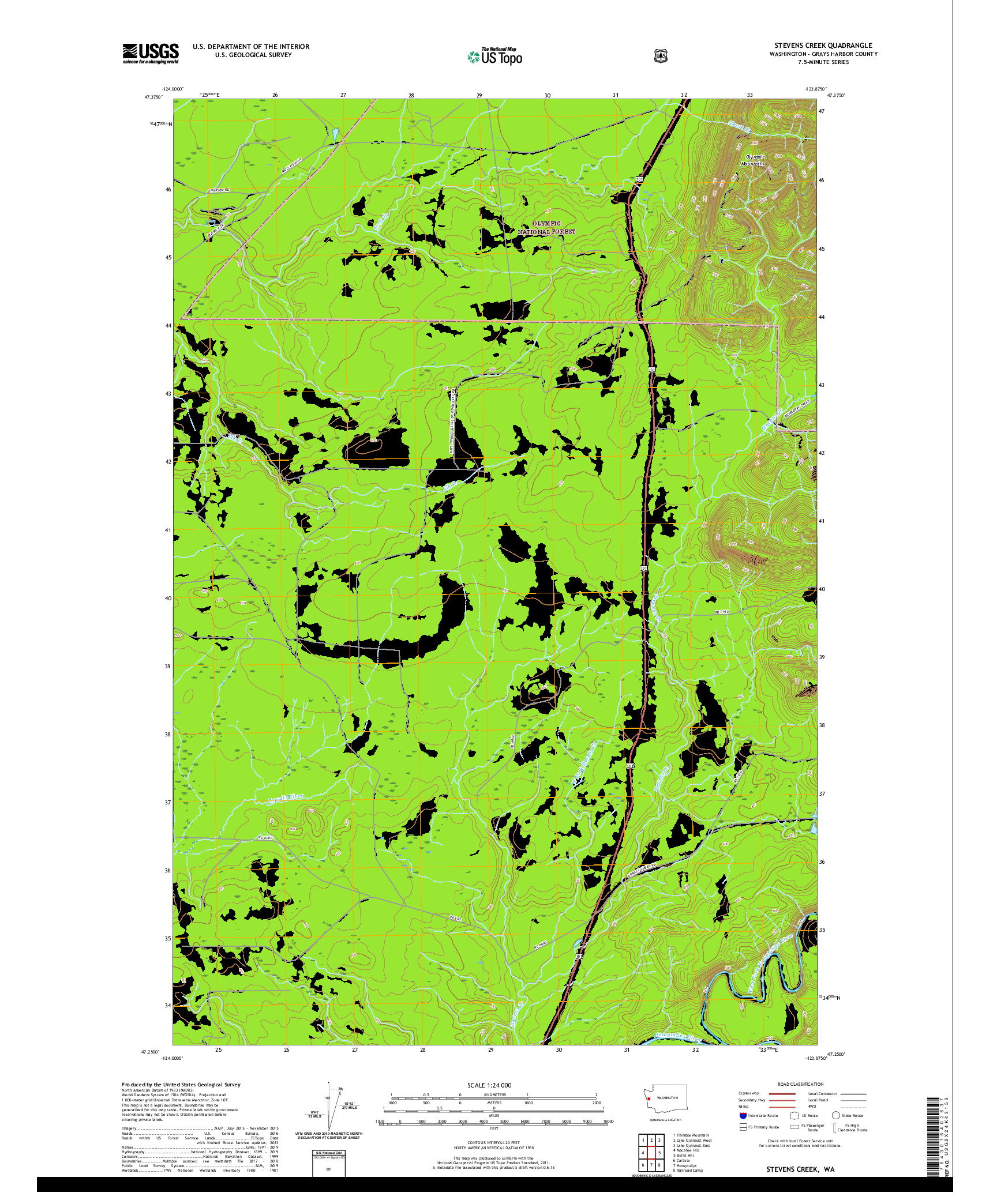 USGS US TOPO 7.5-MINUTE MAP FOR STEVENS CREEK, WA 2020