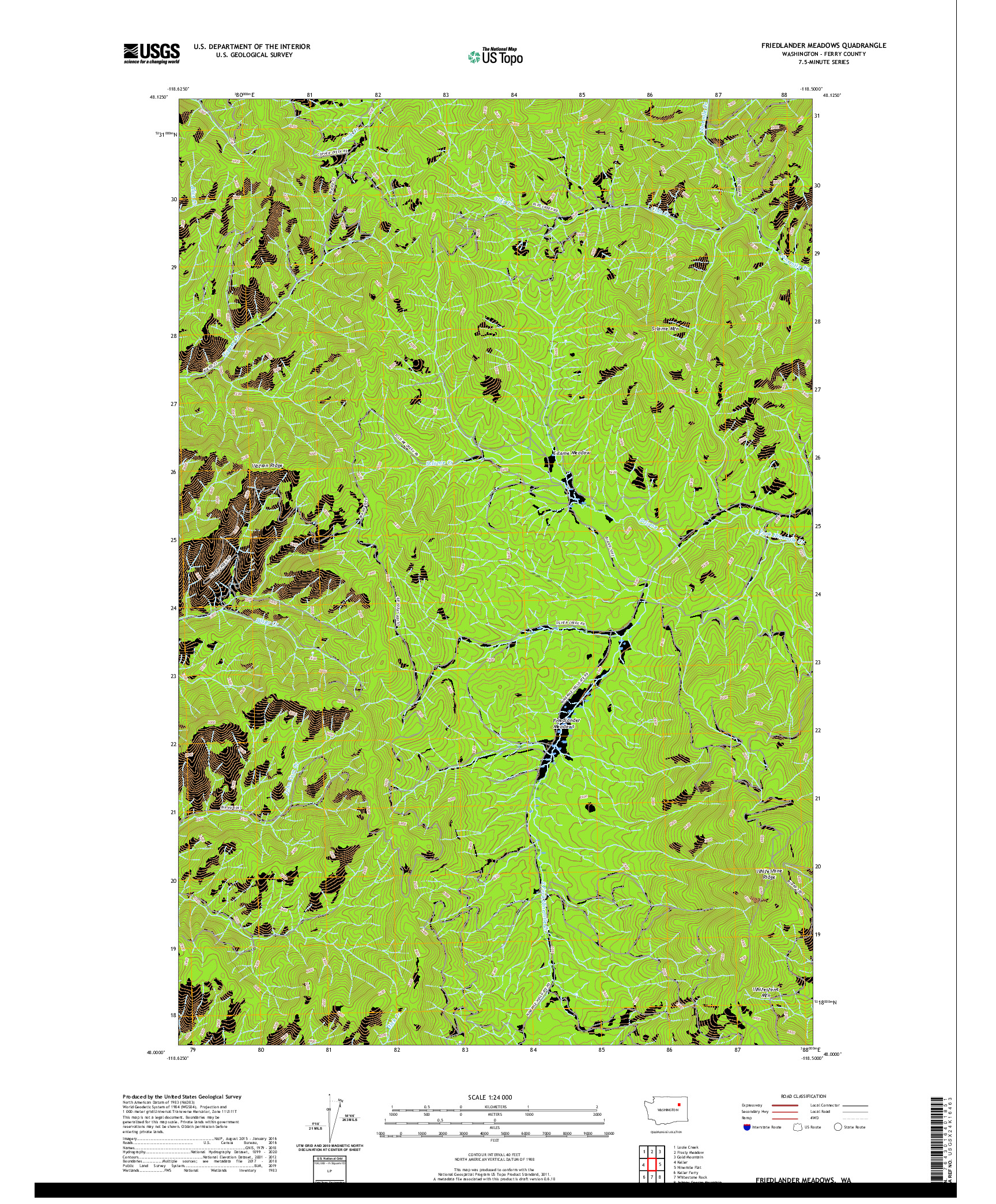 USGS US TOPO 7.5-MINUTE MAP FOR FRIEDLANDER MEADOWS, WA 2020