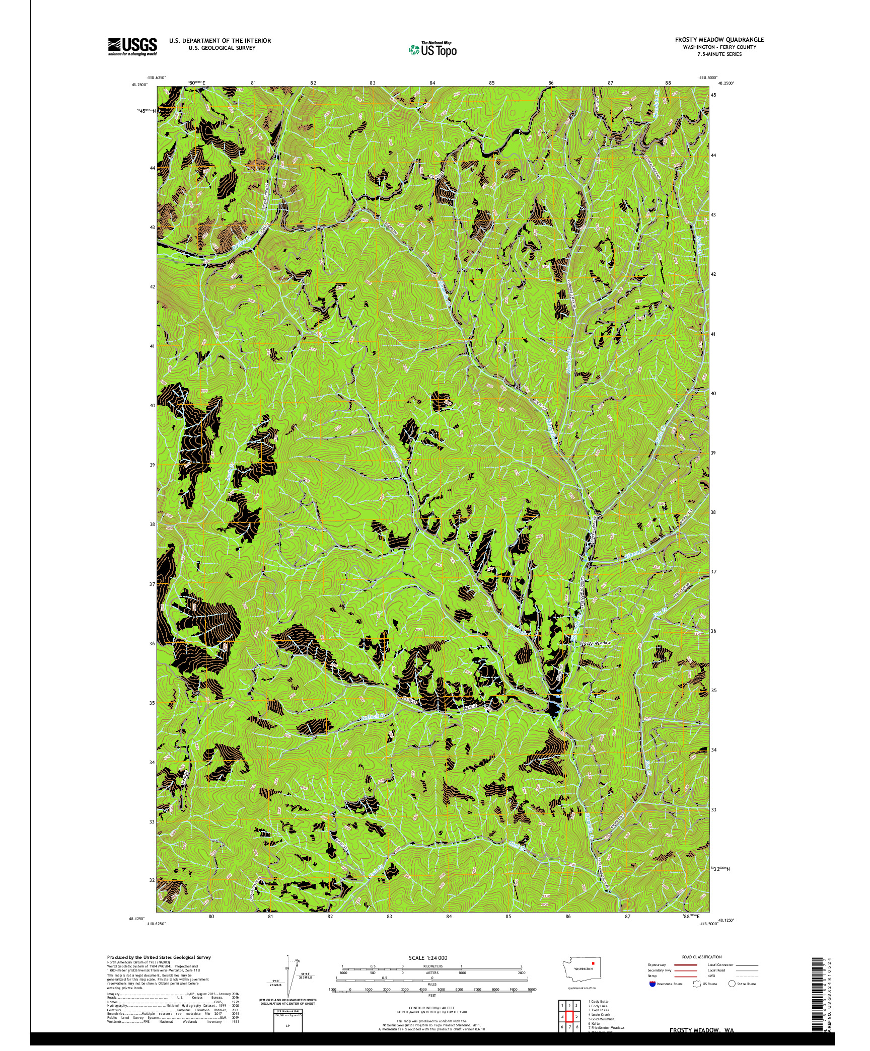 USGS US TOPO 7.5-MINUTE MAP FOR FROSTY MEADOW, WA 2020