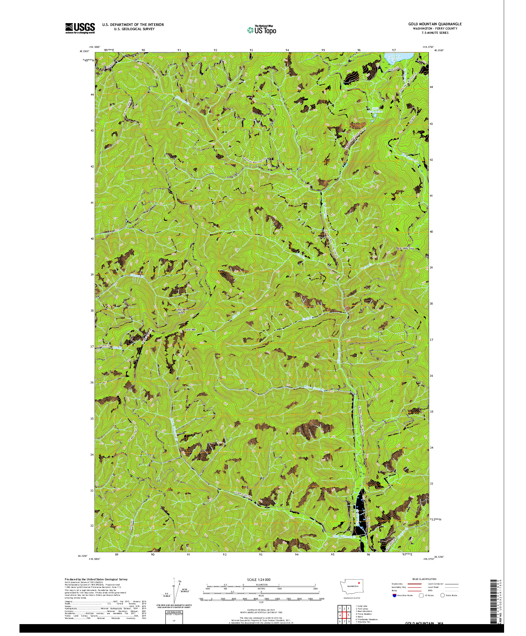 USGS US TOPO 7.5-MINUTE MAP FOR GOLD MOUNTAIN, WA 2020