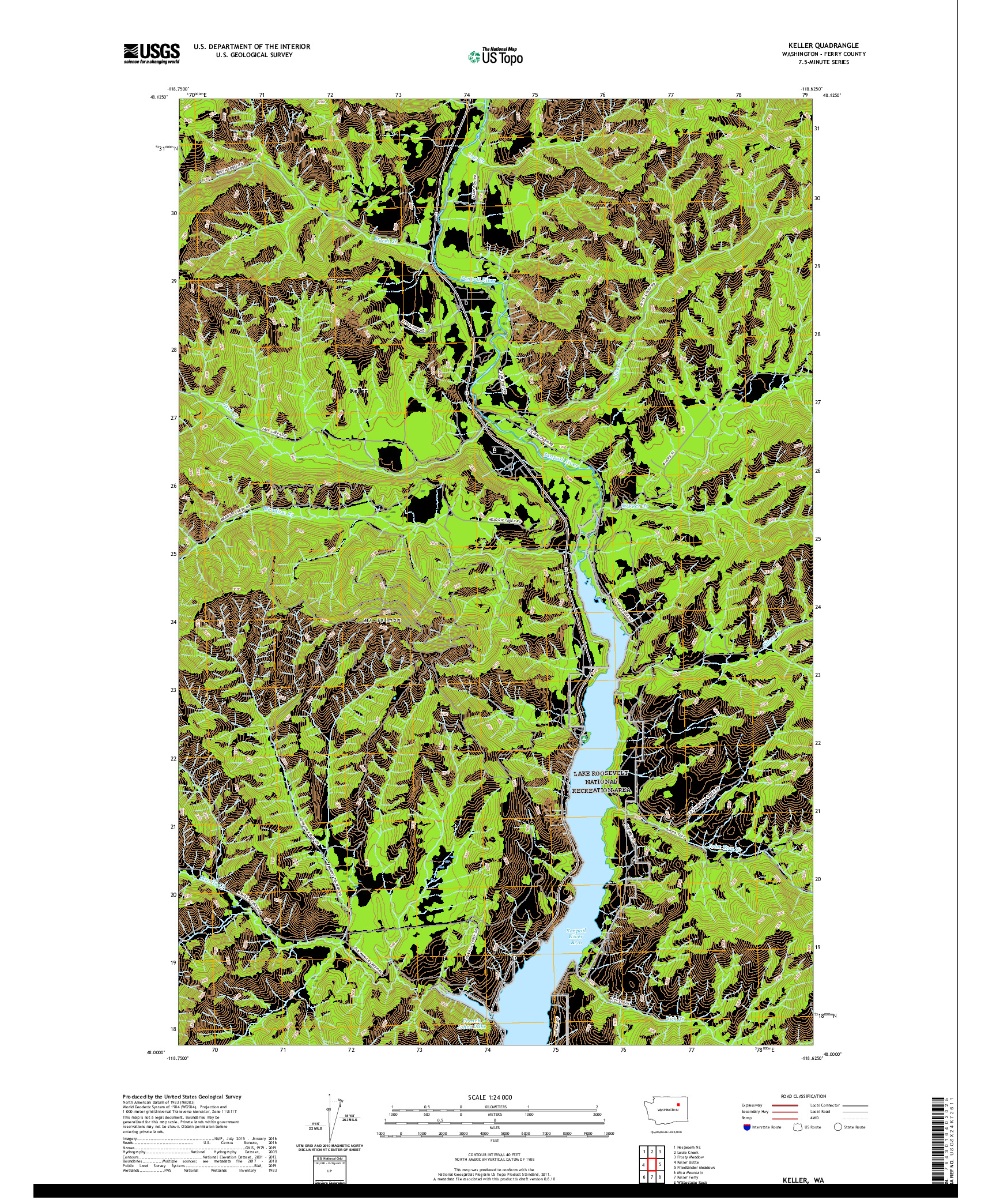 USGS US TOPO 7.5-MINUTE MAP FOR KELLER, WA 2020