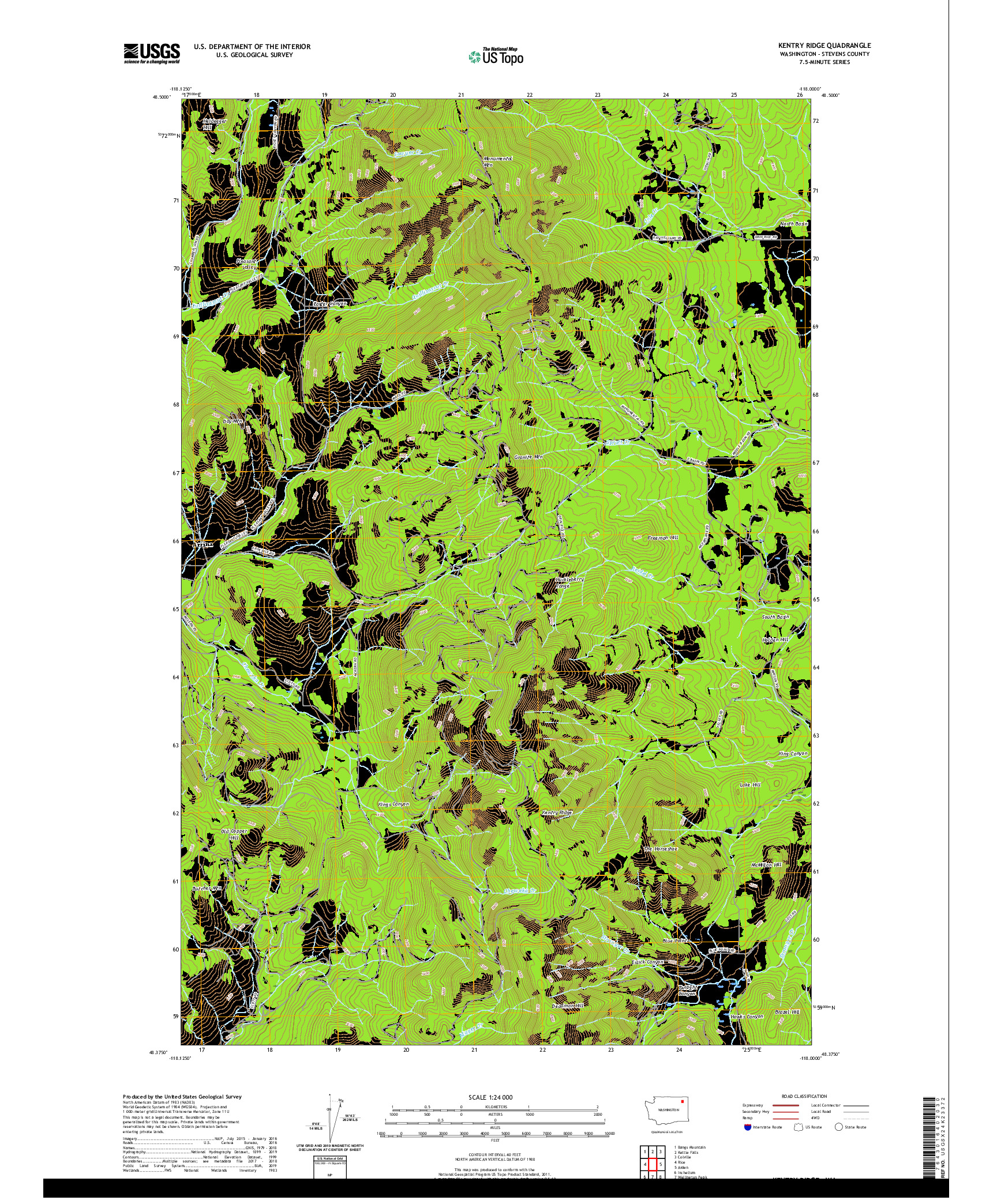 USGS US TOPO 7.5-MINUTE MAP FOR KENTRY RIDGE, WA 2020