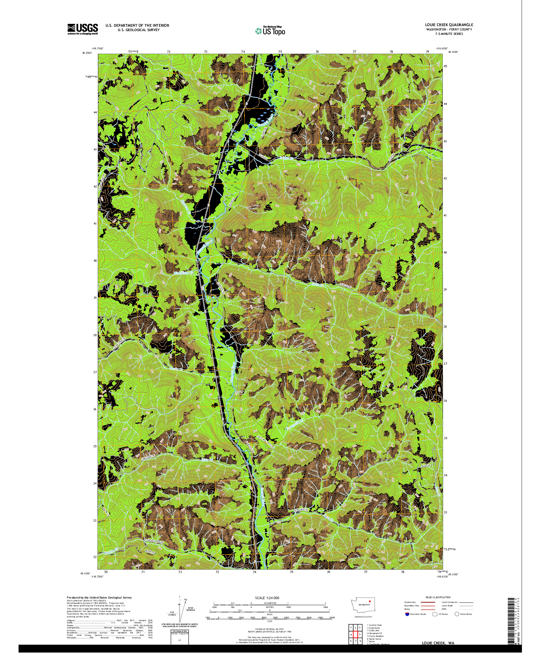 USGS US TOPO 7.5-MINUTE MAP FOR LOUIE CREEK, WA 2020
