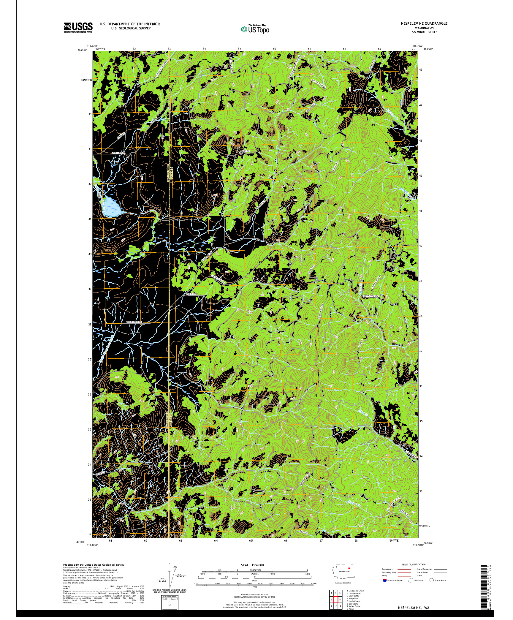 USGS US TOPO 7.5-MINUTE MAP FOR NESPELEM NE, WA 2020