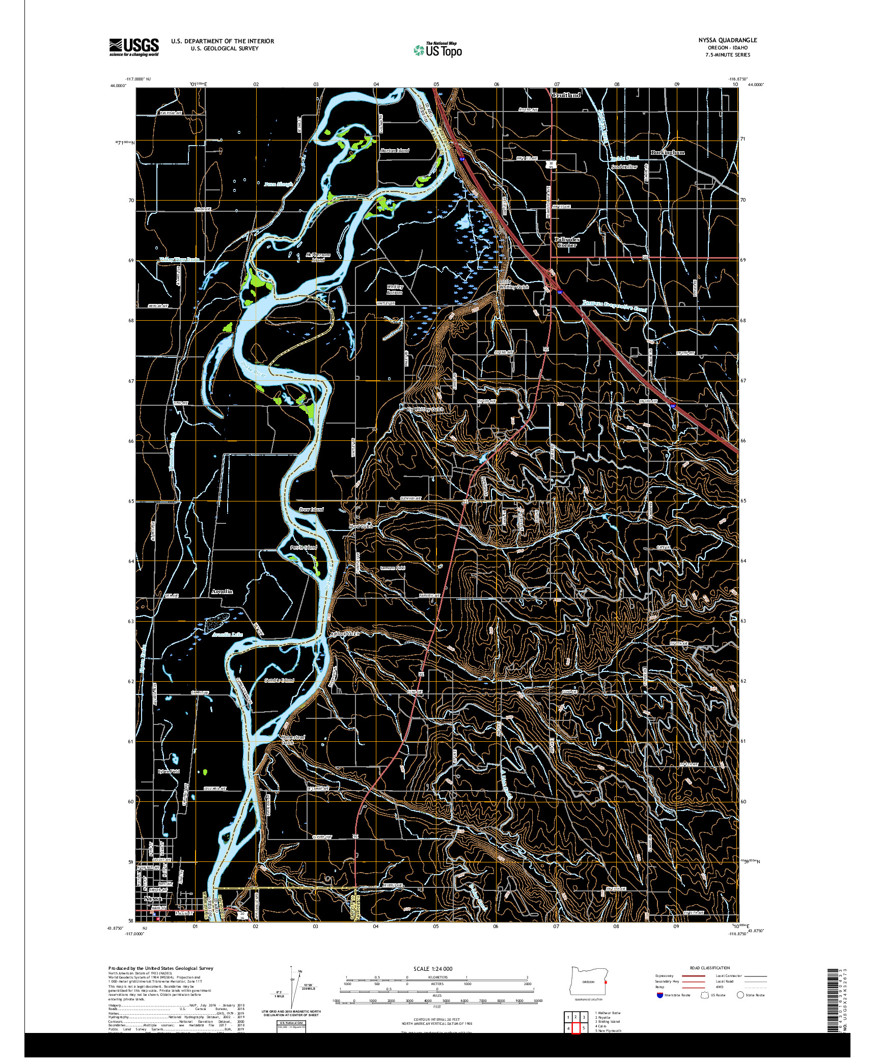 USGS US TOPO 7.5-MINUTE MAP FOR NYSSA, OR,ID 2020