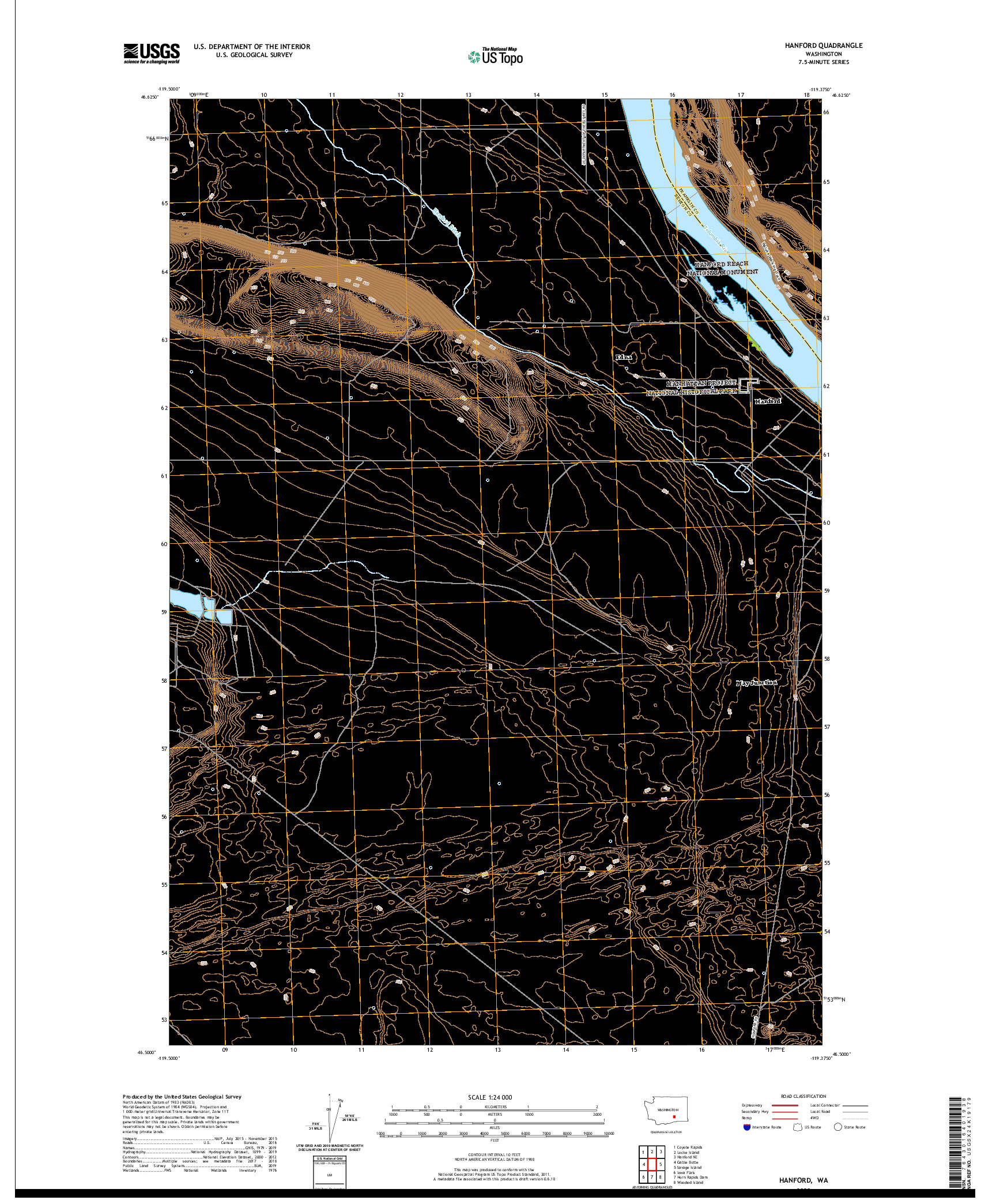 USGS US TOPO 7.5-MINUTE MAP FOR HANFORD, WA 2020