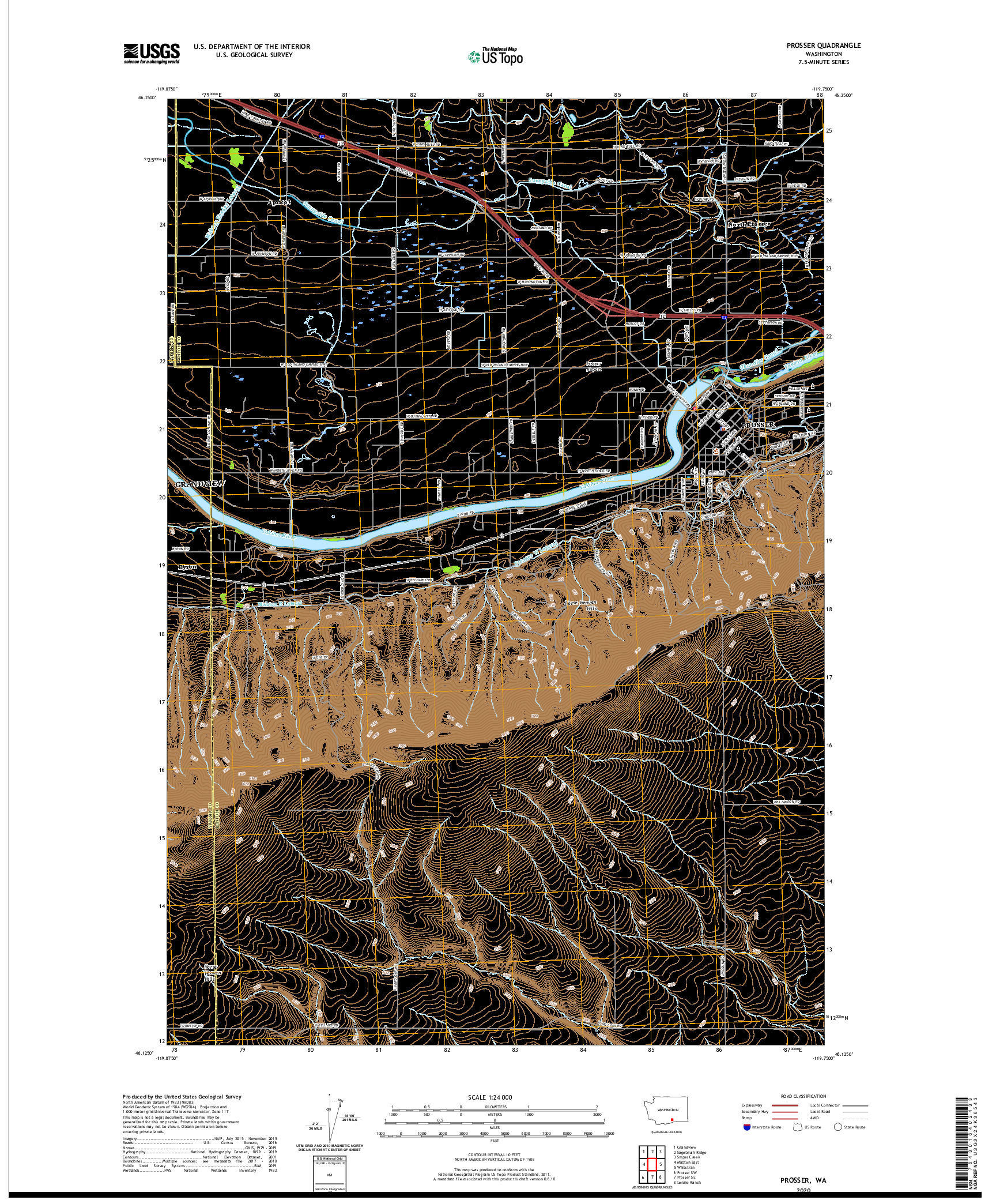 USGS US TOPO 7.5-MINUTE MAP FOR PROSSER, WA 2020