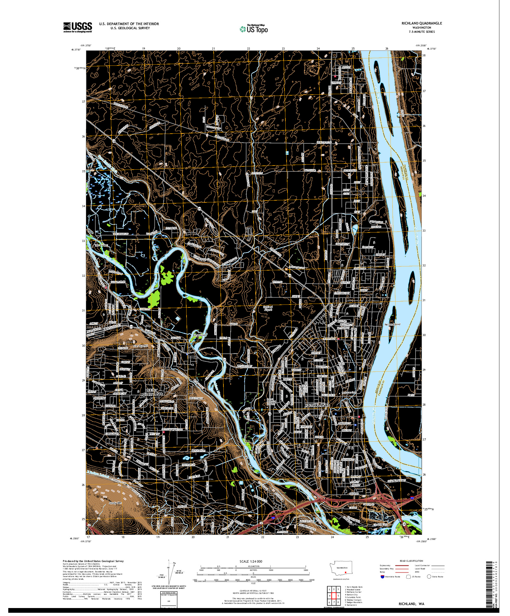 USGS US TOPO 7.5-MINUTE MAP FOR RICHLAND, WA 2020