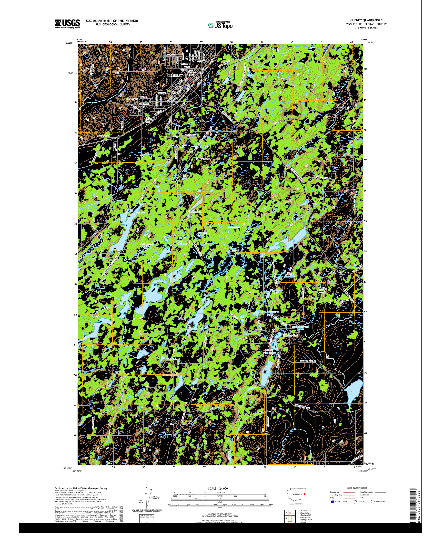 USGS US TOPO 7.5-MINUTE MAP FOR CHENEY, WA 2020