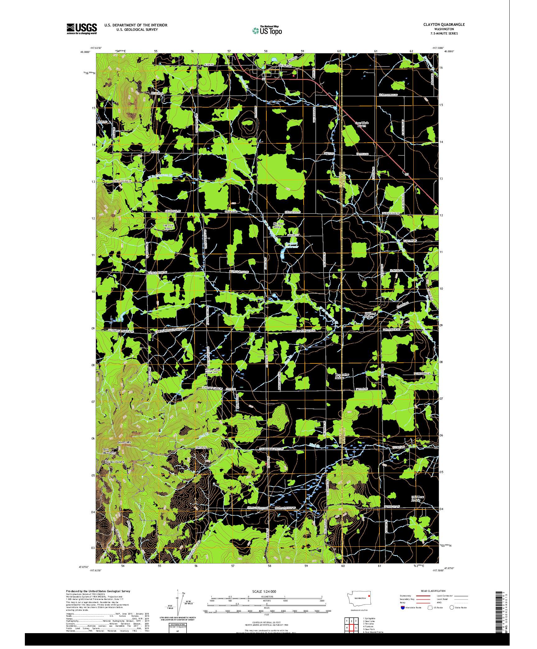 USGS US TOPO 7.5-MINUTE MAP FOR CLAYTON, WA 2020