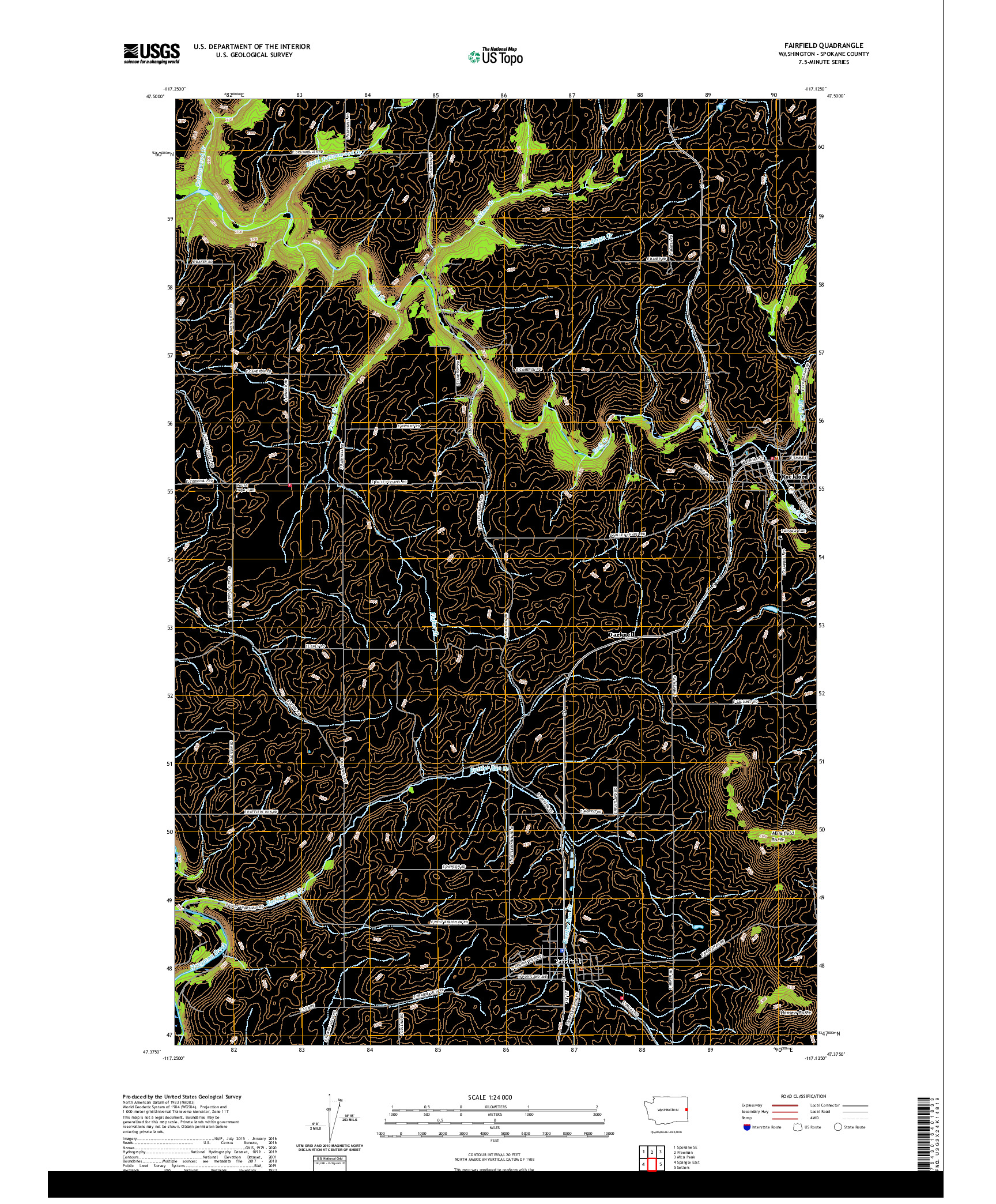 USGS US TOPO 7.5-MINUTE MAP FOR FAIRFIELD, WA 2020