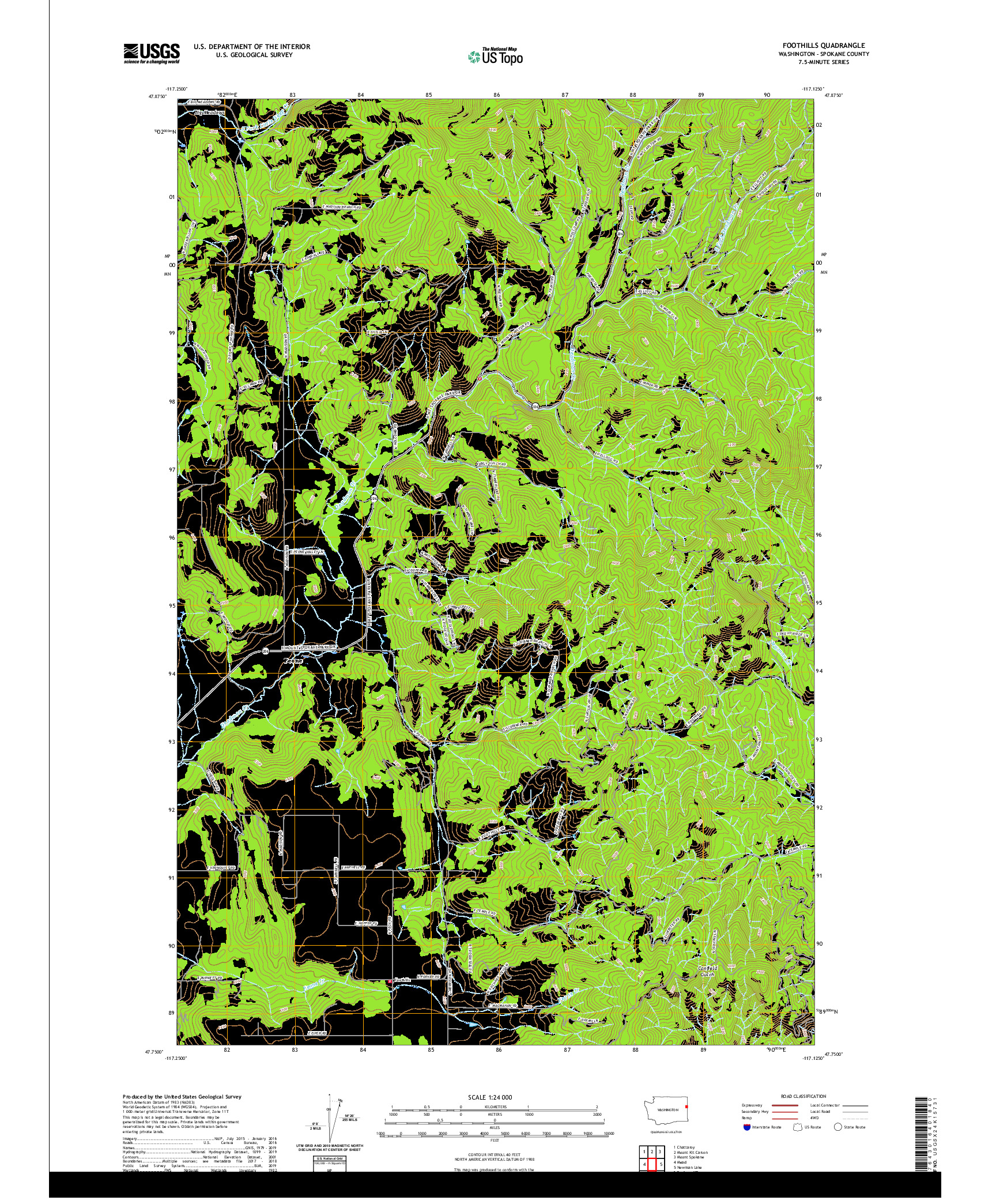 USGS US TOPO 7.5-MINUTE MAP FOR FOOTHILLS, WA 2020