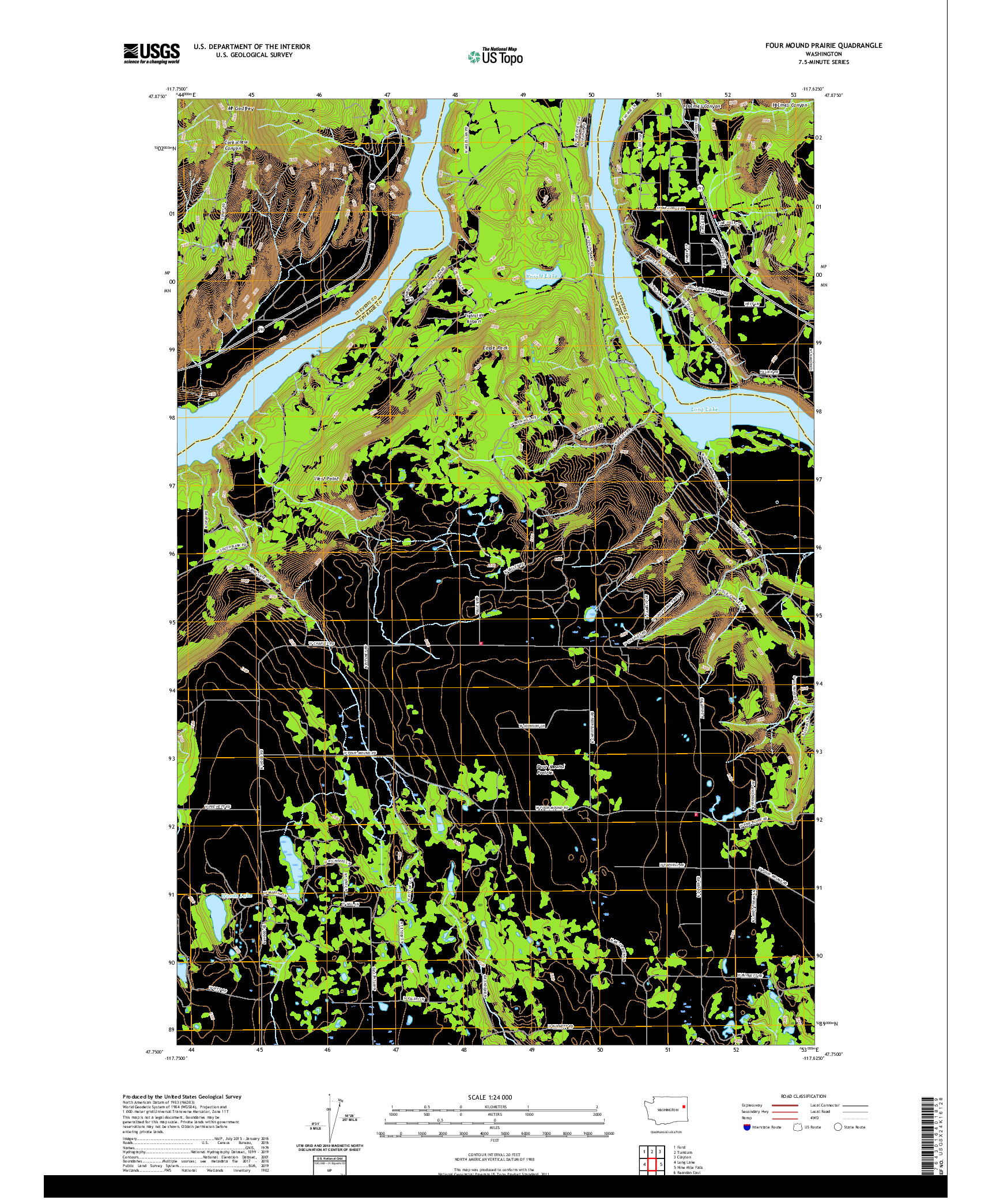 USGS US TOPO 7.5-MINUTE MAP FOR FOUR MOUND PRAIRIE, WA 2020