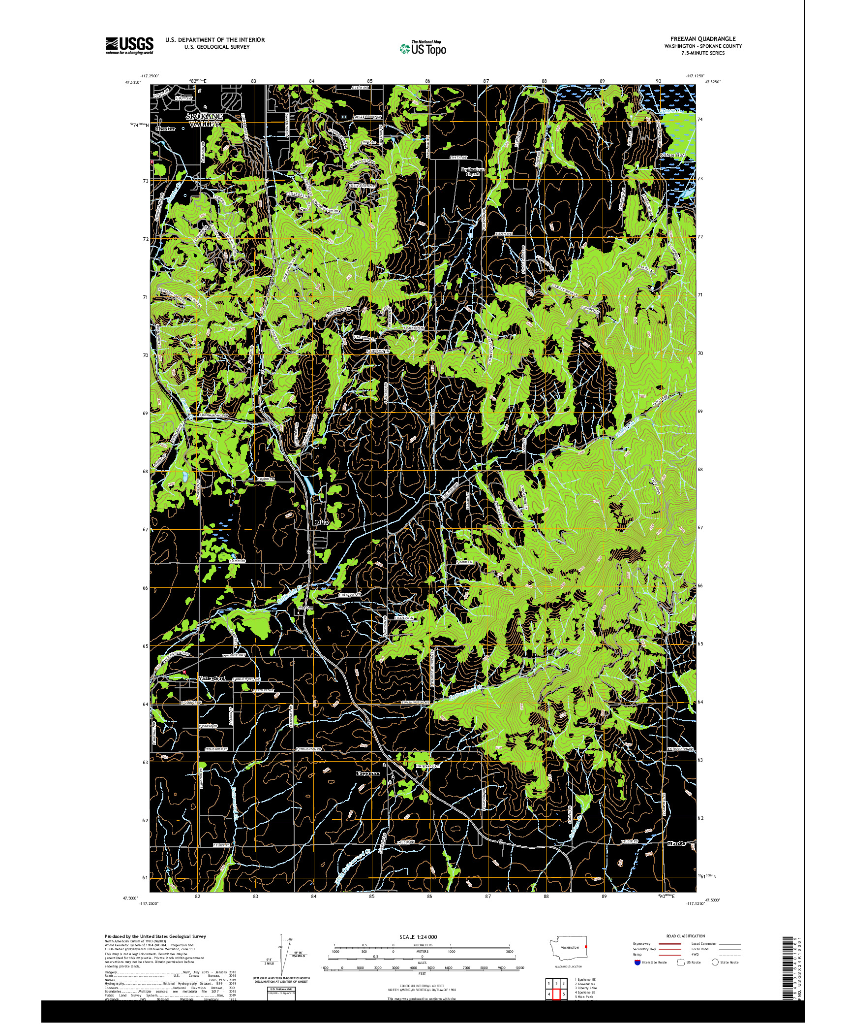 USGS US TOPO 7.5-MINUTE MAP FOR FREEMAN, WA 2020