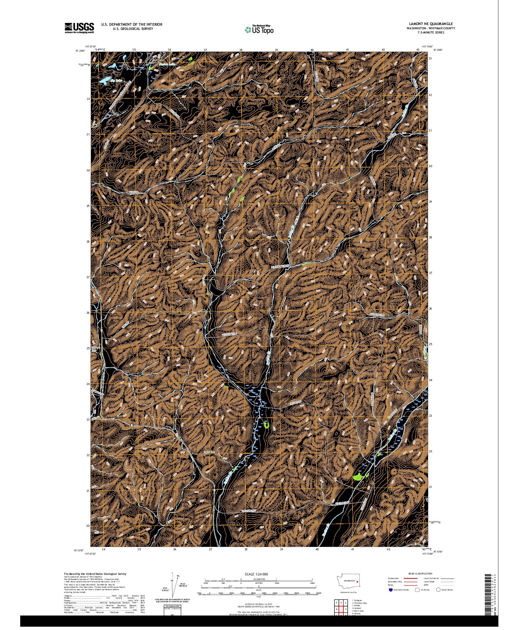 USGS US TOPO 7.5-MINUTE MAP FOR LAMONT NE, WA 2020