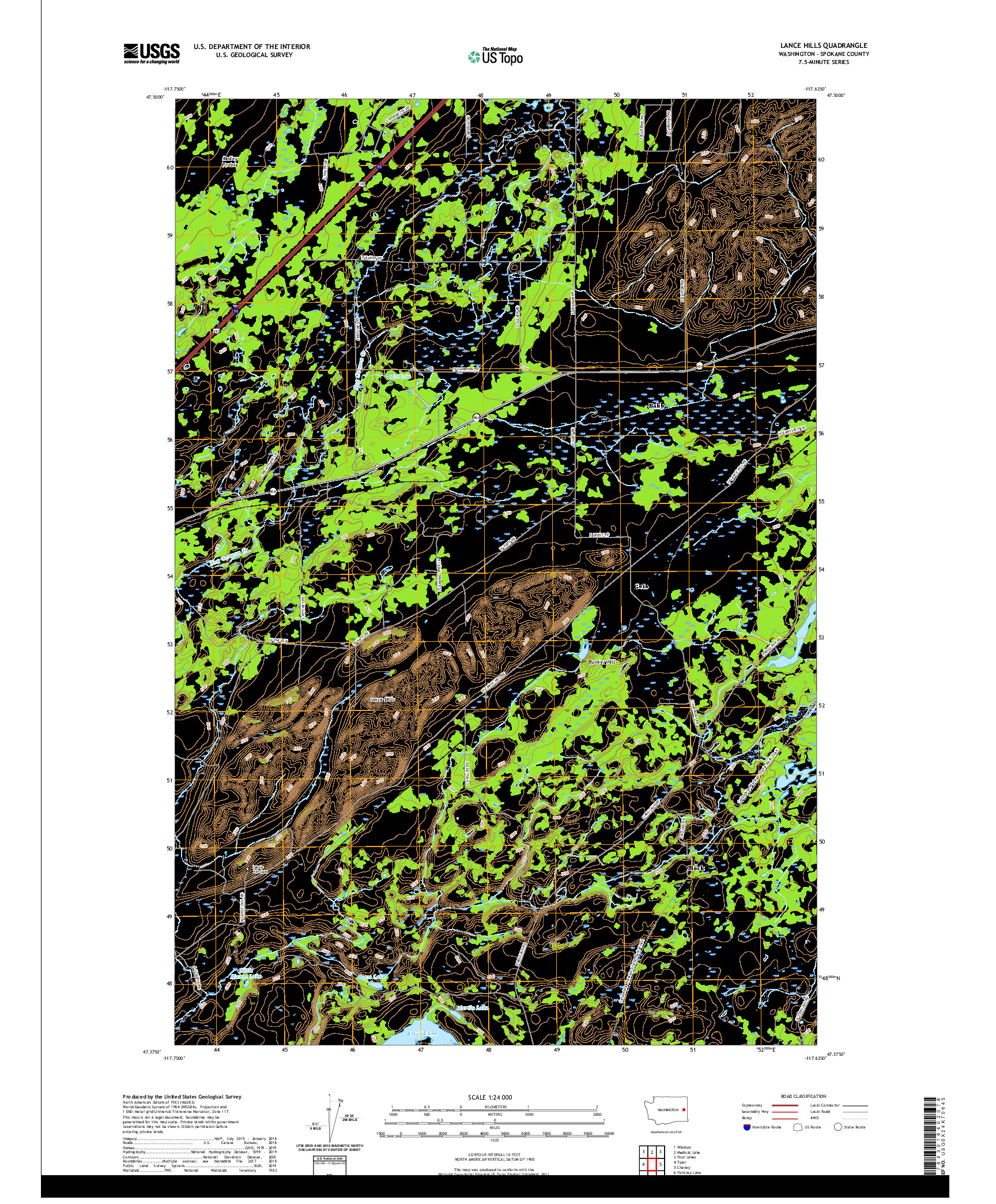 USGS US TOPO 7.5-MINUTE MAP FOR LANCE HILLS, WA 2020