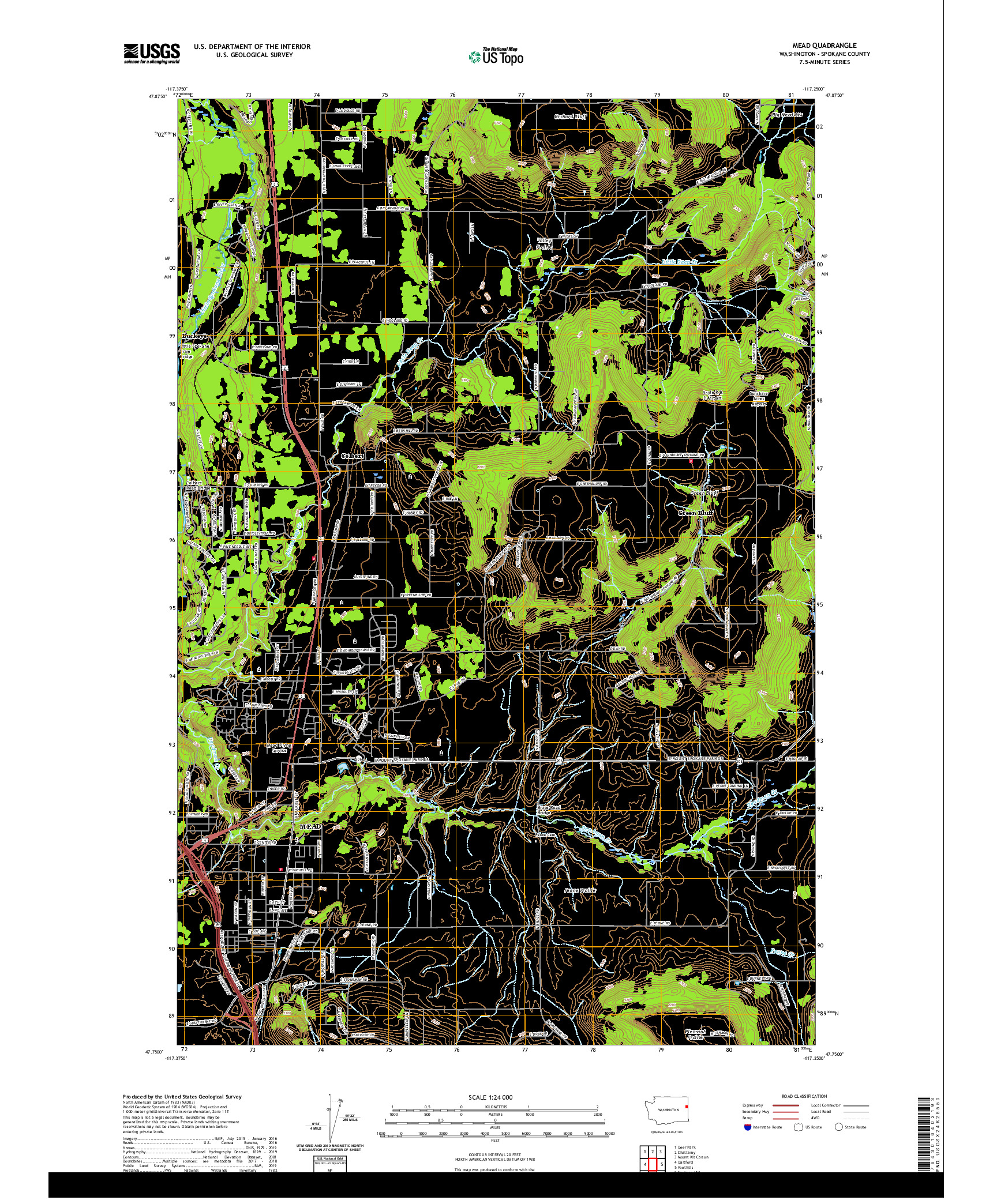 USGS US TOPO 7.5-MINUTE MAP FOR MEAD, WA 2020