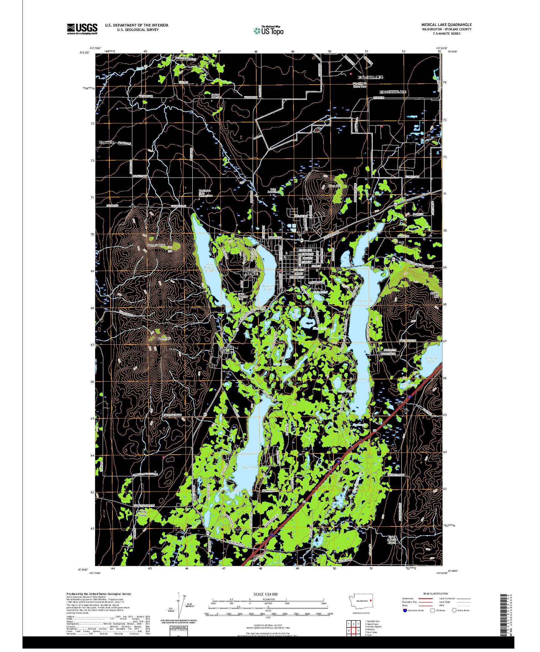 USGS US TOPO 7.5-MINUTE MAP FOR MEDICAL LAKE, WA 2020