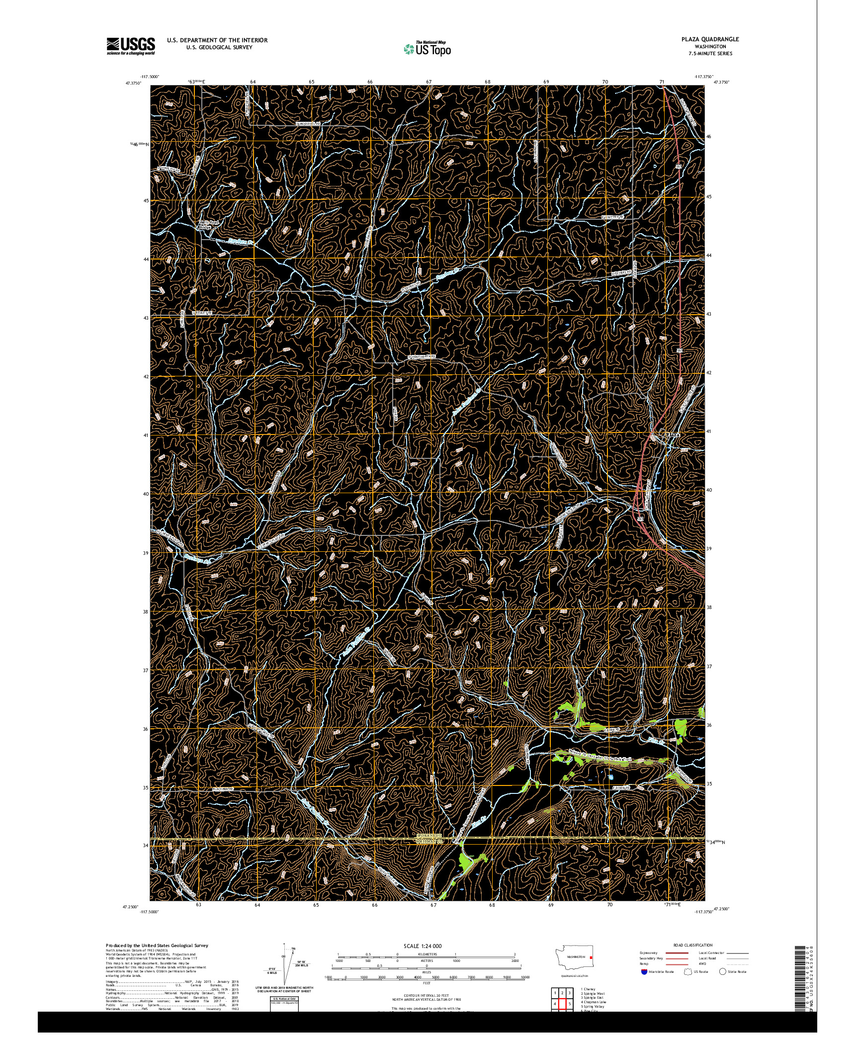 USGS US TOPO 7.5-MINUTE MAP FOR PLAZA, WA 2020