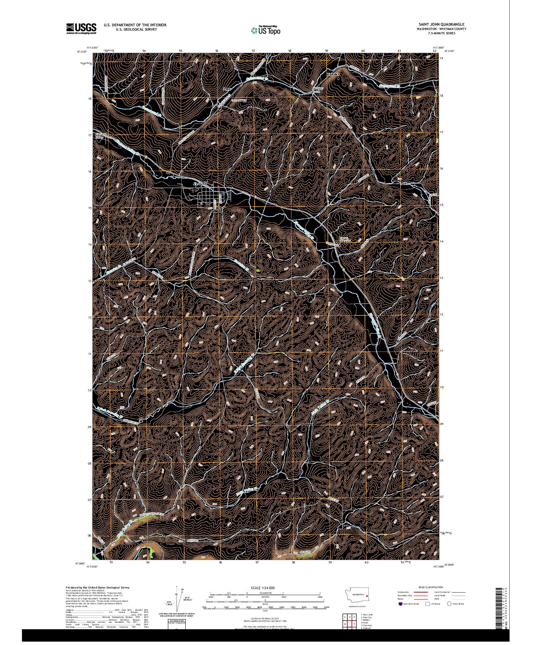 USGS US TOPO 7.5-MINUTE MAP FOR SAINT JOHN, WA 2020