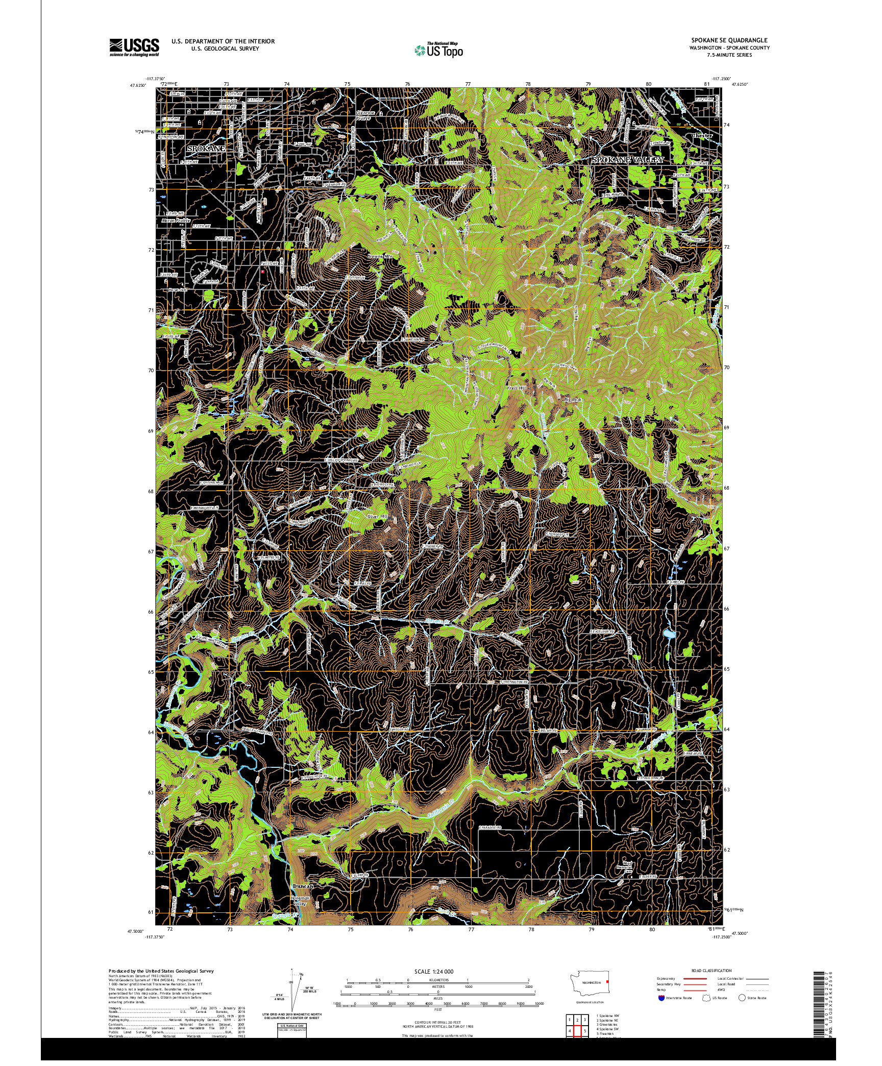 USGS US TOPO 7.5-MINUTE MAP FOR SPOKANE SE, WA 2020