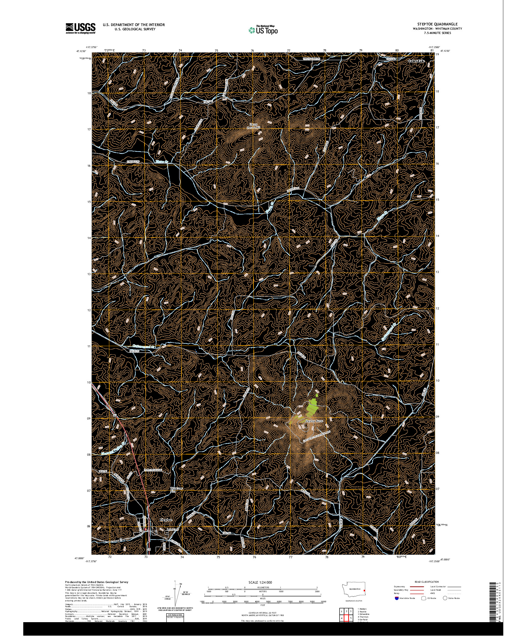 USGS US TOPO 7.5-MINUTE MAP FOR STEPTOE, WA 2020