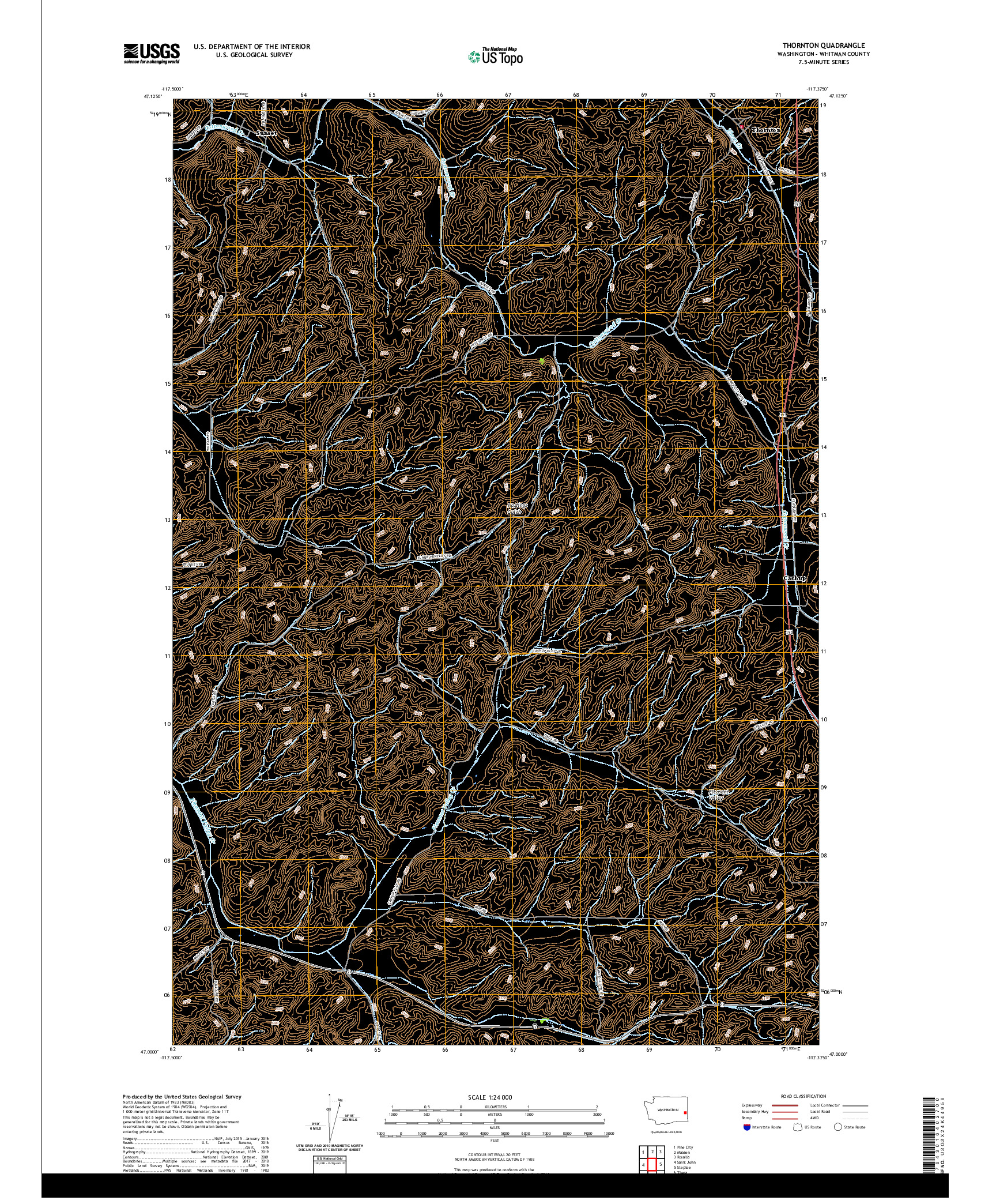 USGS US TOPO 7.5-MINUTE MAP FOR THORNTON, WA 2020