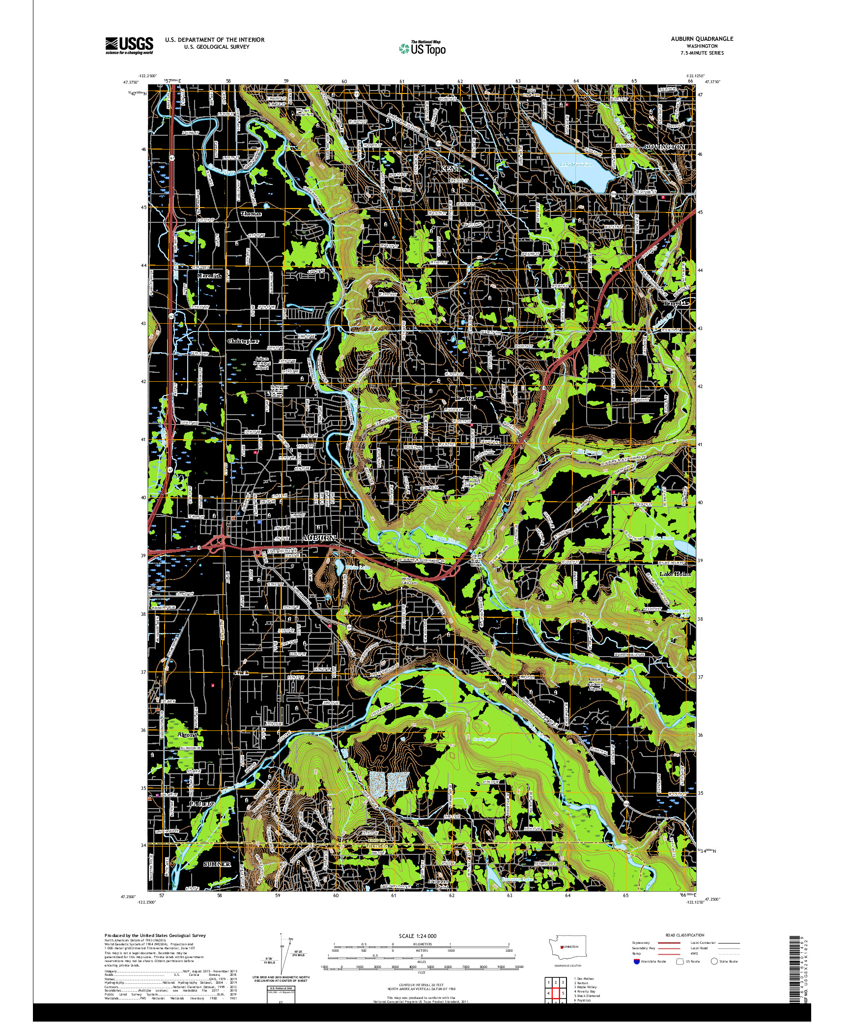 USGS US TOPO 7.5-MINUTE MAP FOR AUBURN, WA 2020