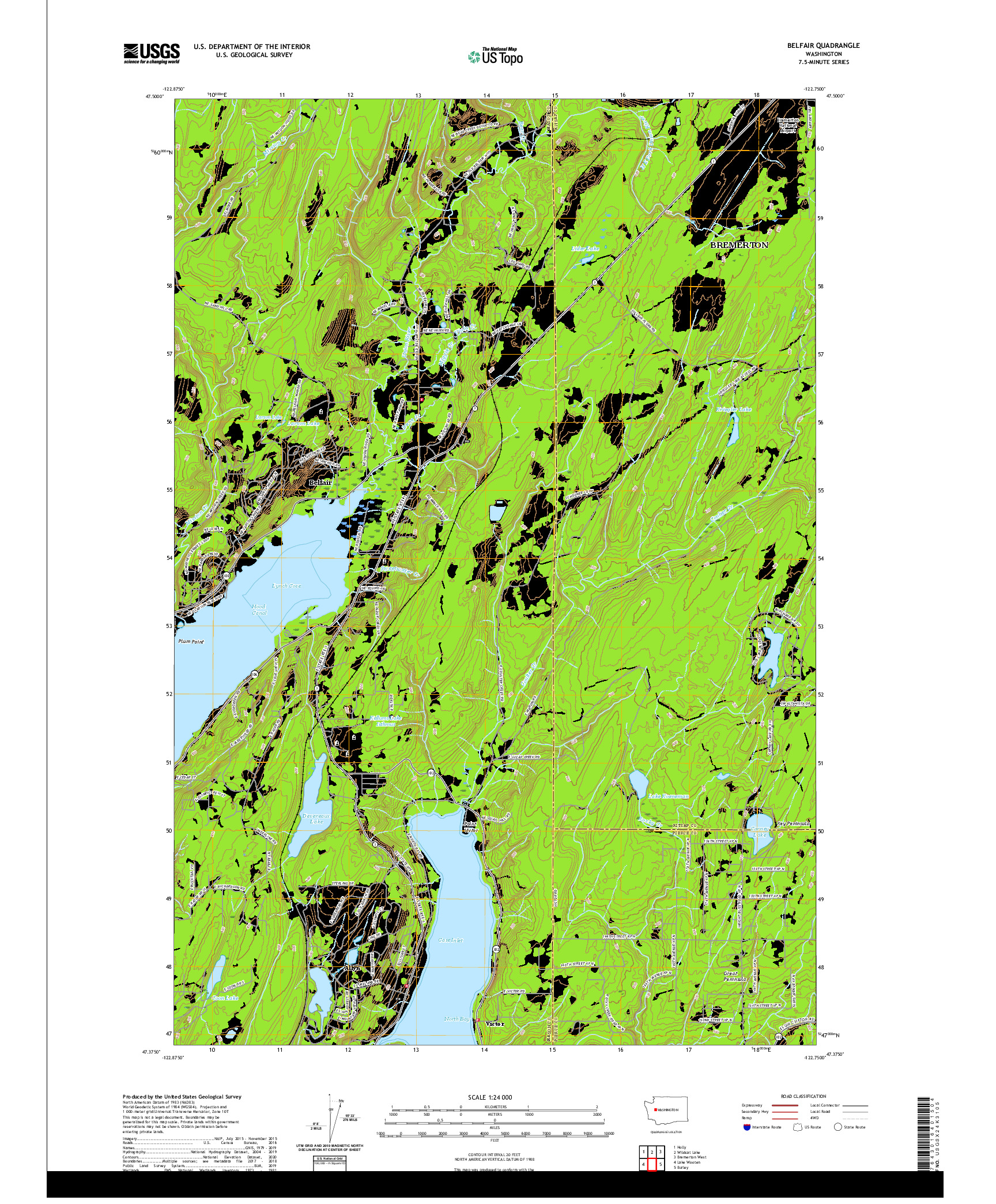 USGS US TOPO 7.5-MINUTE MAP FOR BELFAIR, WA 2020