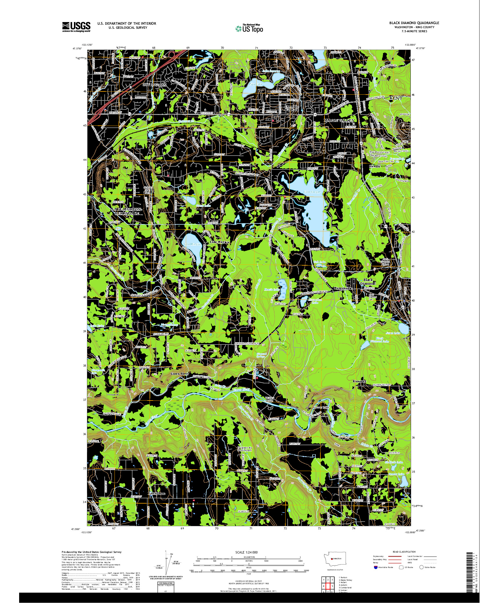 USGS US TOPO 7.5-MINUTE MAP FOR BLACK DIAMOND, WA 2020