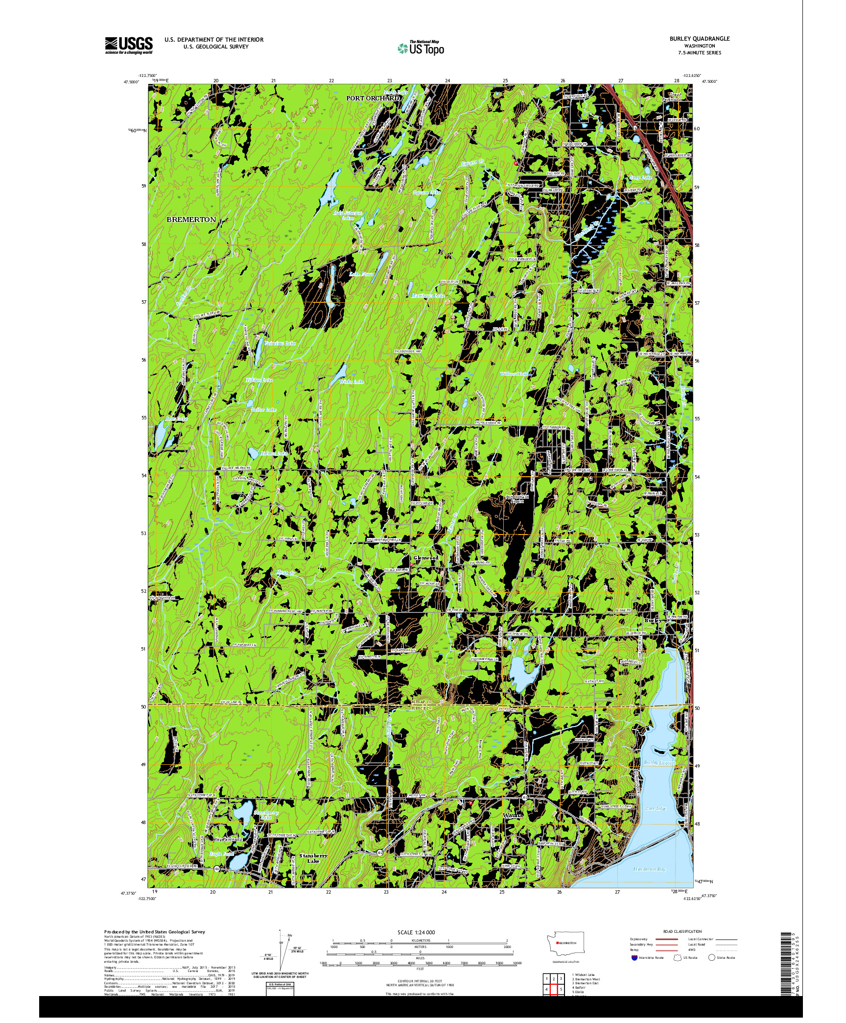 USGS US TOPO 7.5-MINUTE MAP FOR BURLEY, WA 2020