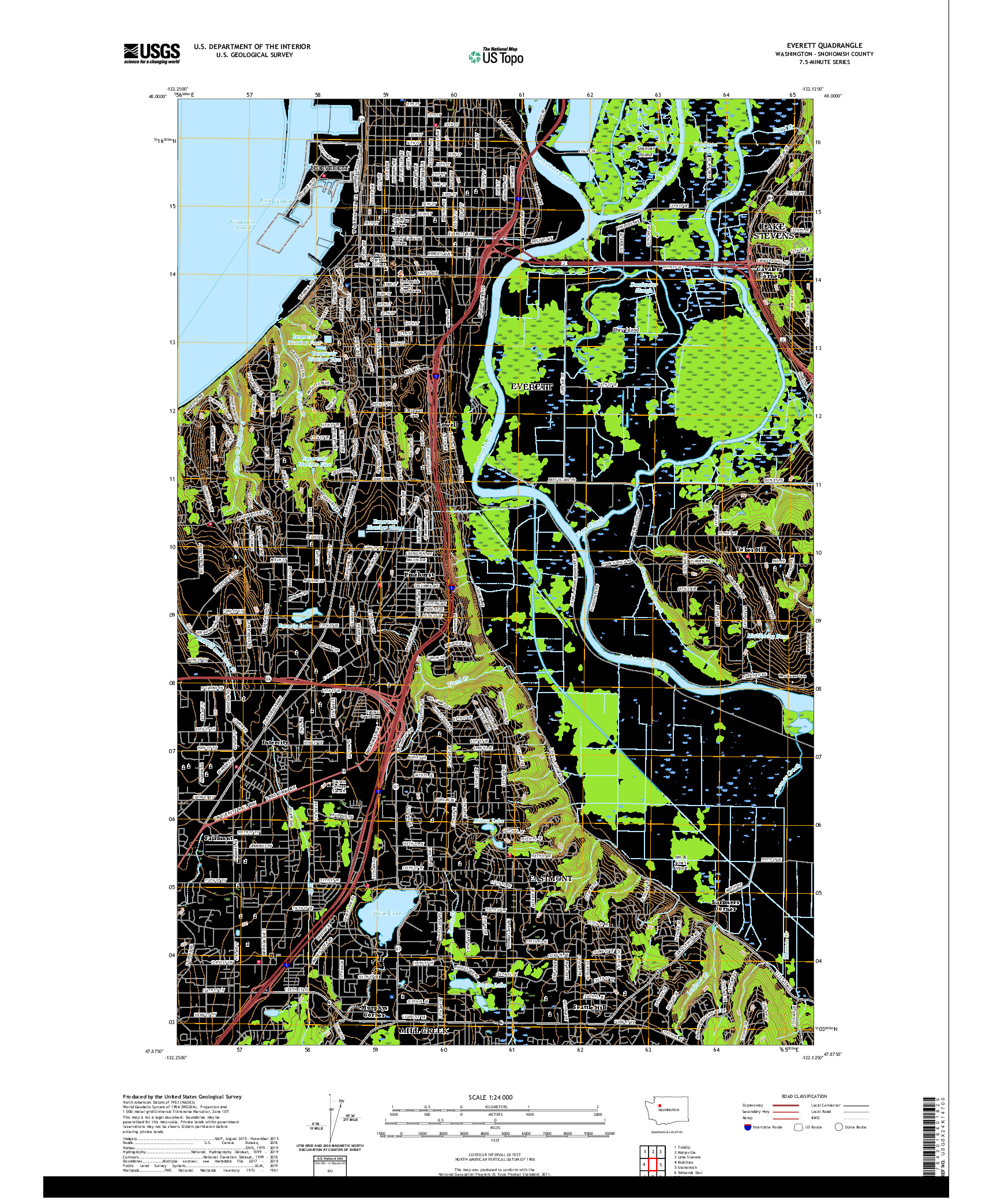 USGS US TOPO 7.5-MINUTE MAP FOR EVERETT, WA 2020