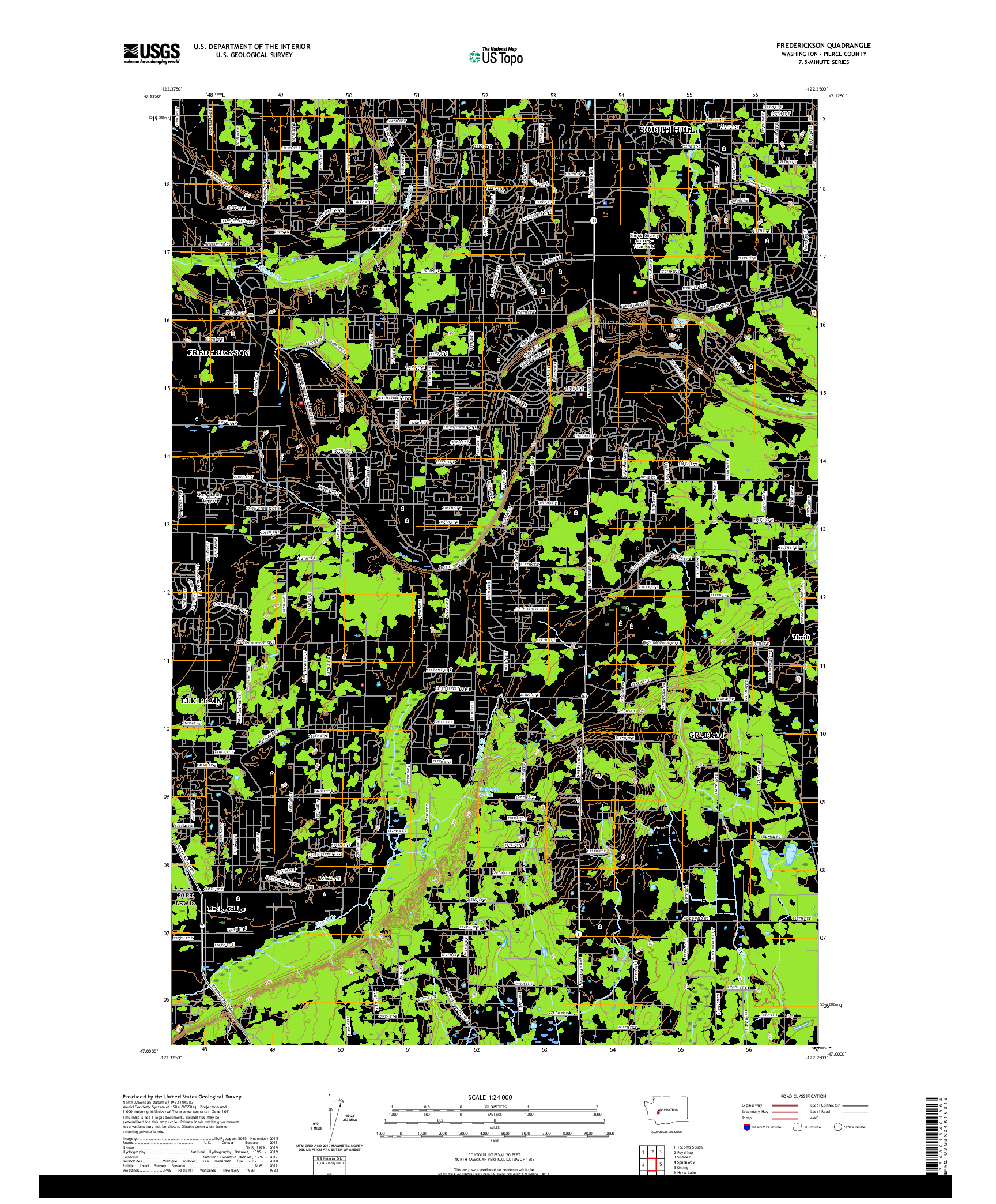 USGS US TOPO 7.5-MINUTE MAP FOR FREDERICKSON, WA 2020