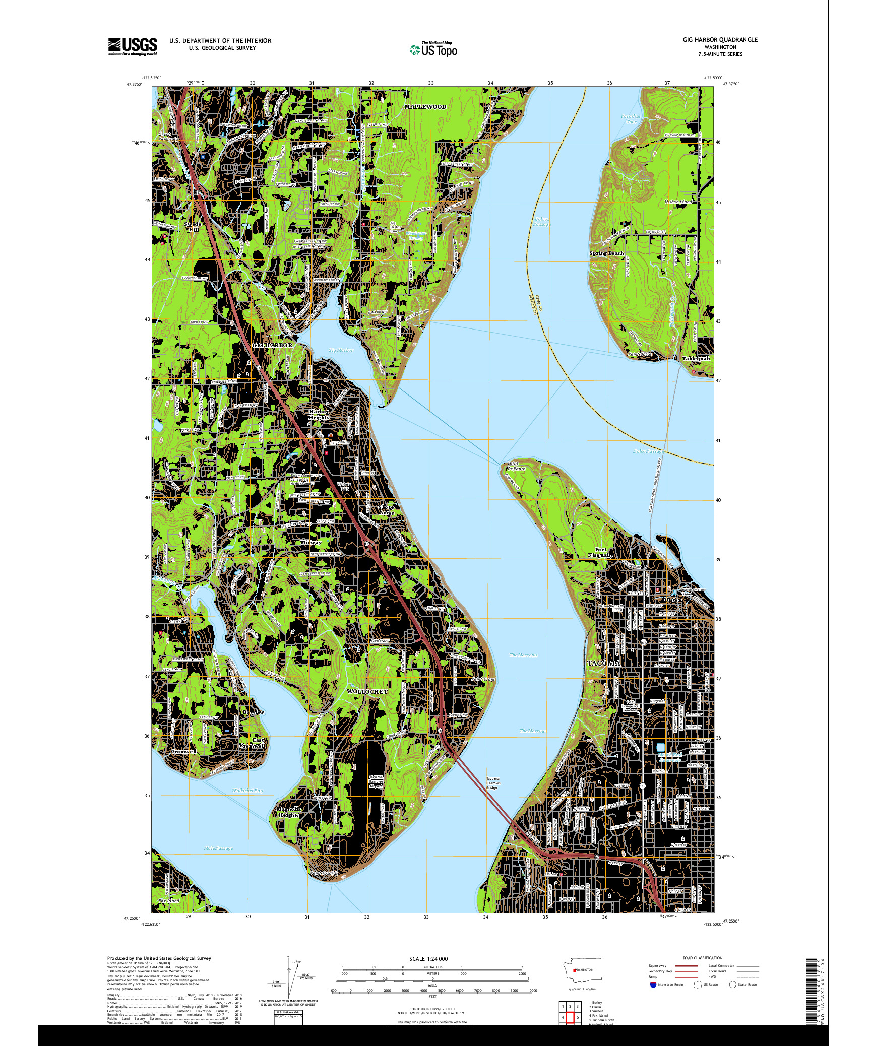 USGS US TOPO 7.5-MINUTE MAP FOR GIG HARBOR, WA 2020