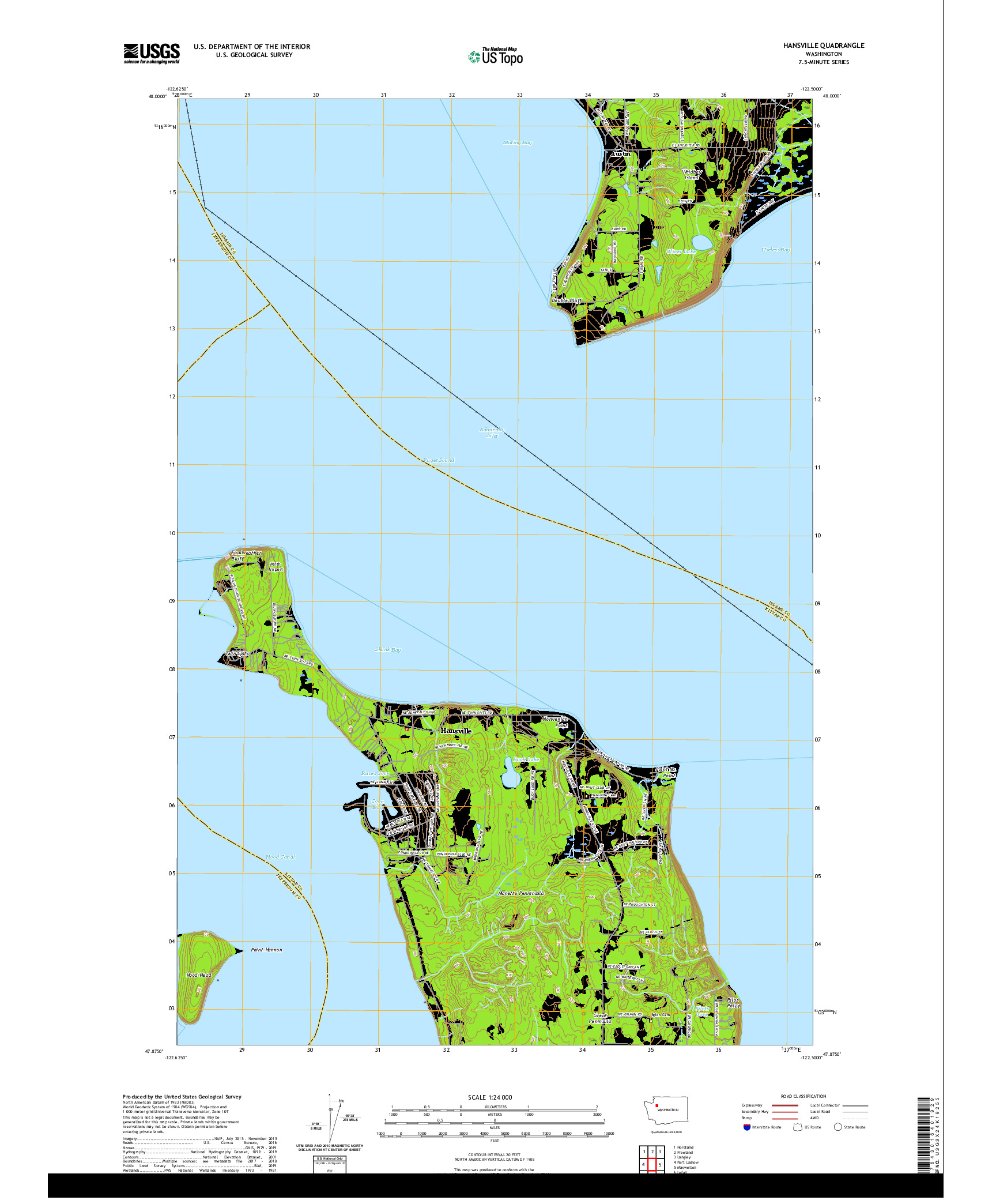 USGS US TOPO 7.5-MINUTE MAP FOR HANSVILLE, WA 2020