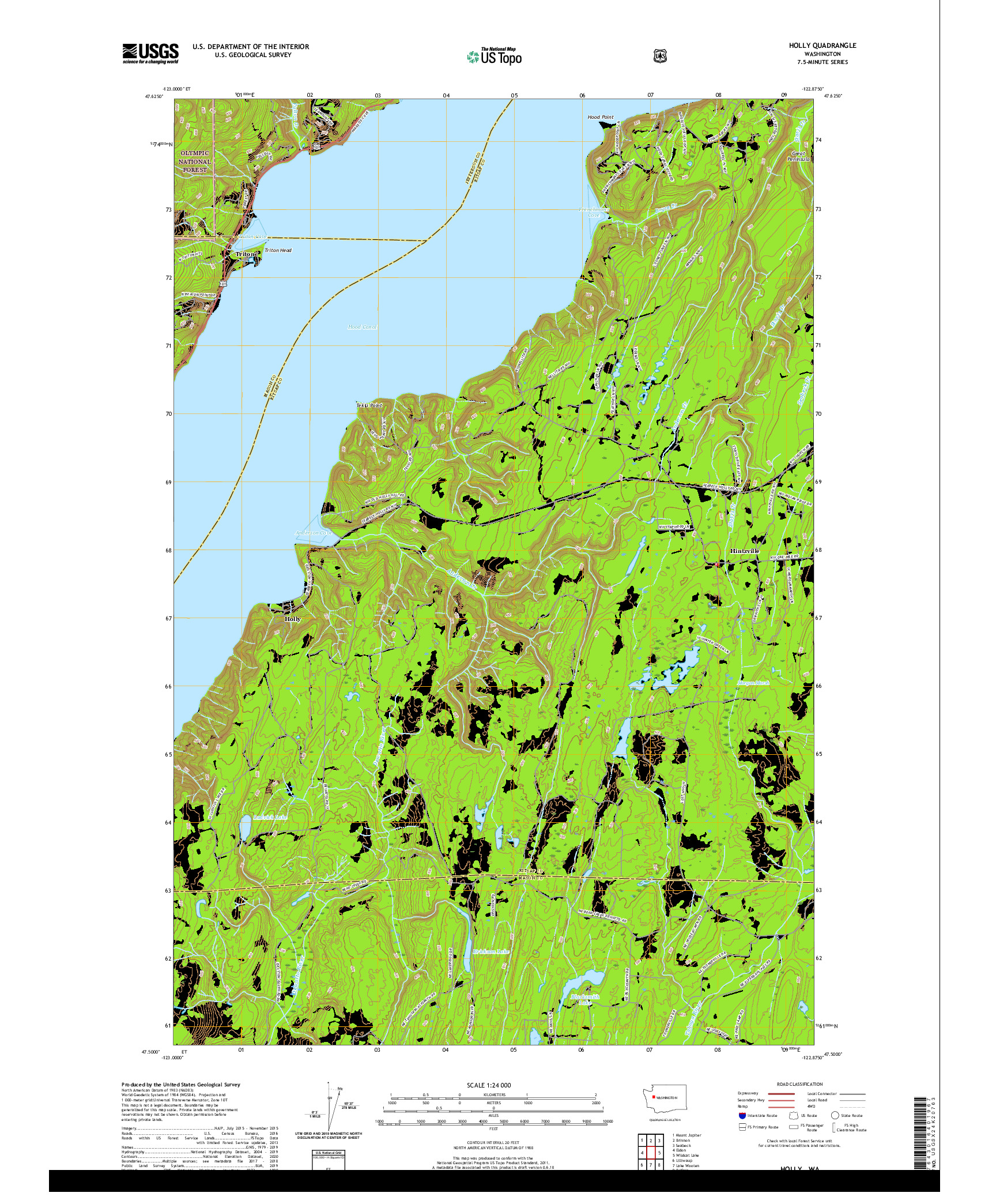 USGS US TOPO 7.5-MINUTE MAP FOR HOLLY, WA 2020