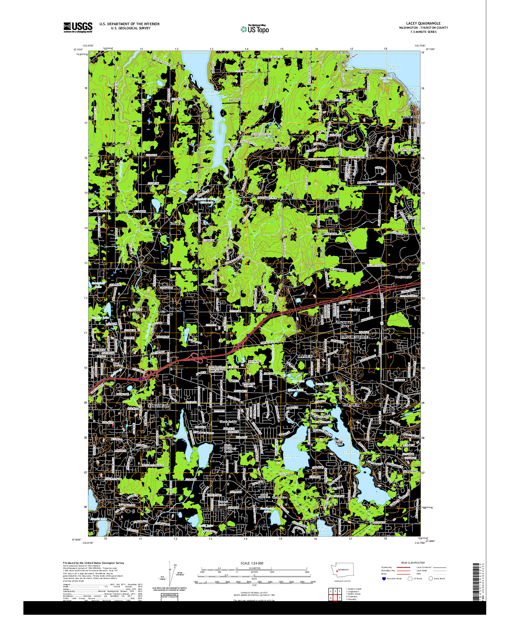 USGS US TOPO 7.5-MINUTE MAP FOR LACEY, WA 2020