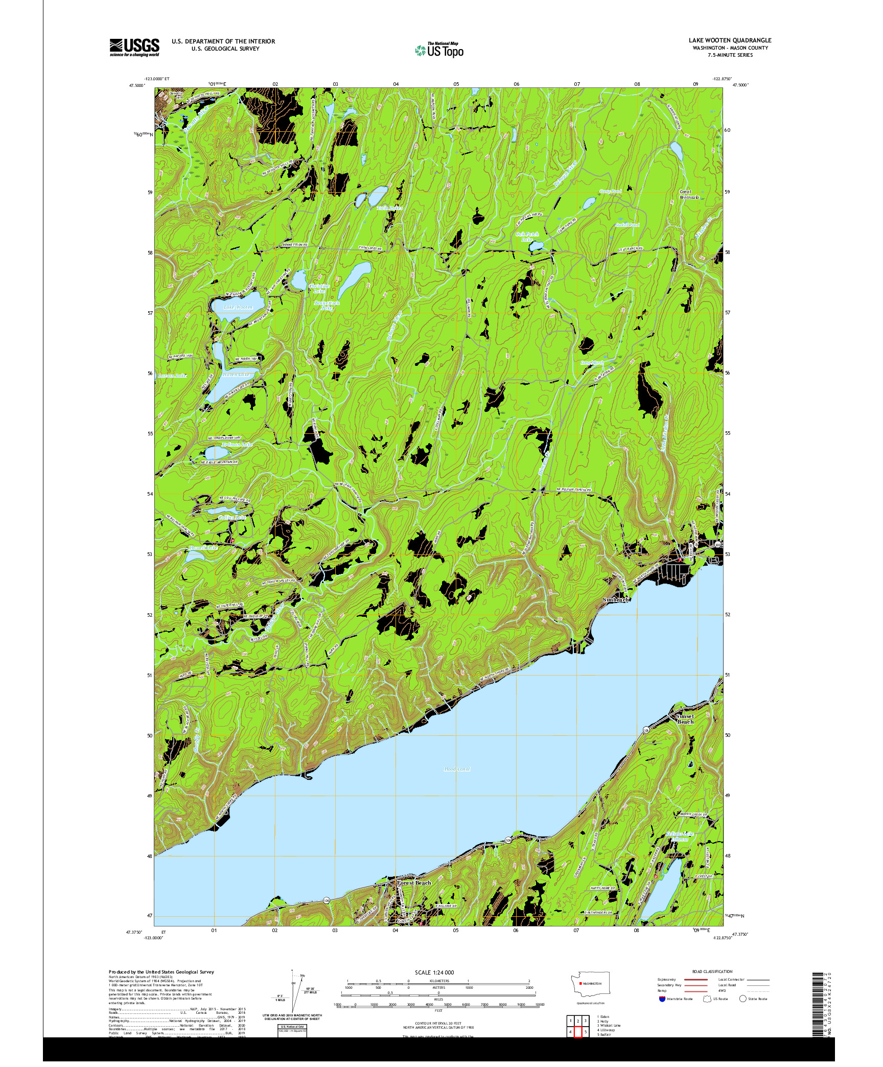 USGS US TOPO 7.5-MINUTE MAP FOR LAKE WOOTEN, WA 2020