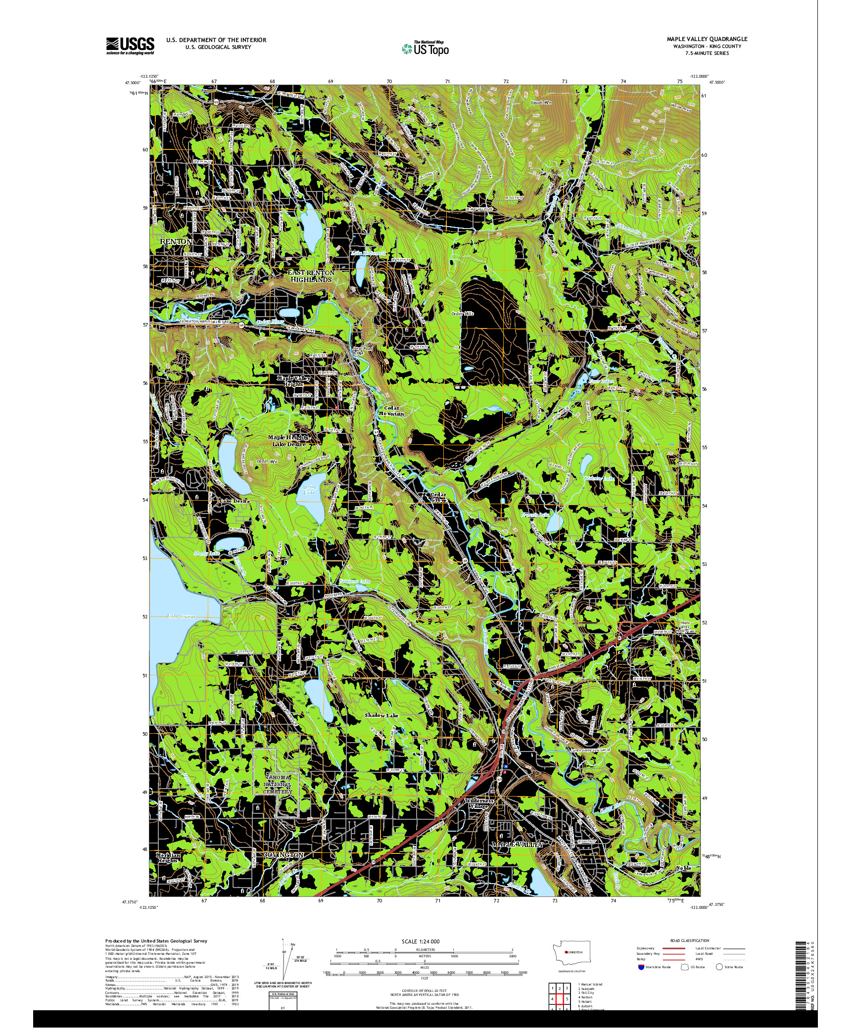 USGS US TOPO 7.5-MINUTE MAP FOR MAPLE VALLEY, WA 2020