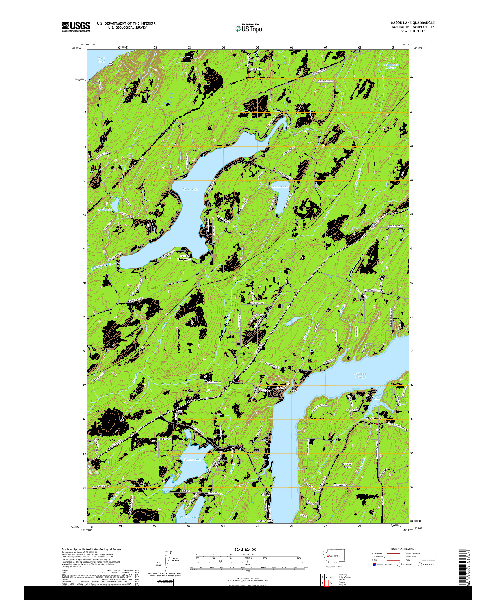 USGS US TOPO 7.5-MINUTE MAP FOR MASON LAKE, WA 2020