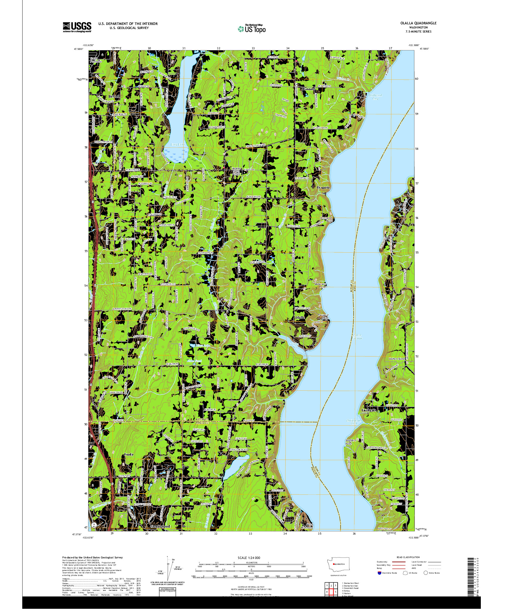 USGS US TOPO 7.5-MINUTE MAP FOR OLALLA, WA 2020