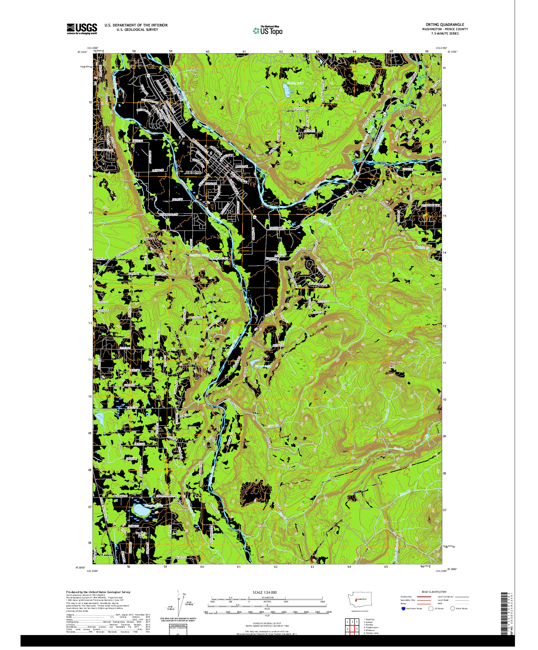 USGS US TOPO 7.5-MINUTE MAP FOR ORTING, WA 2020