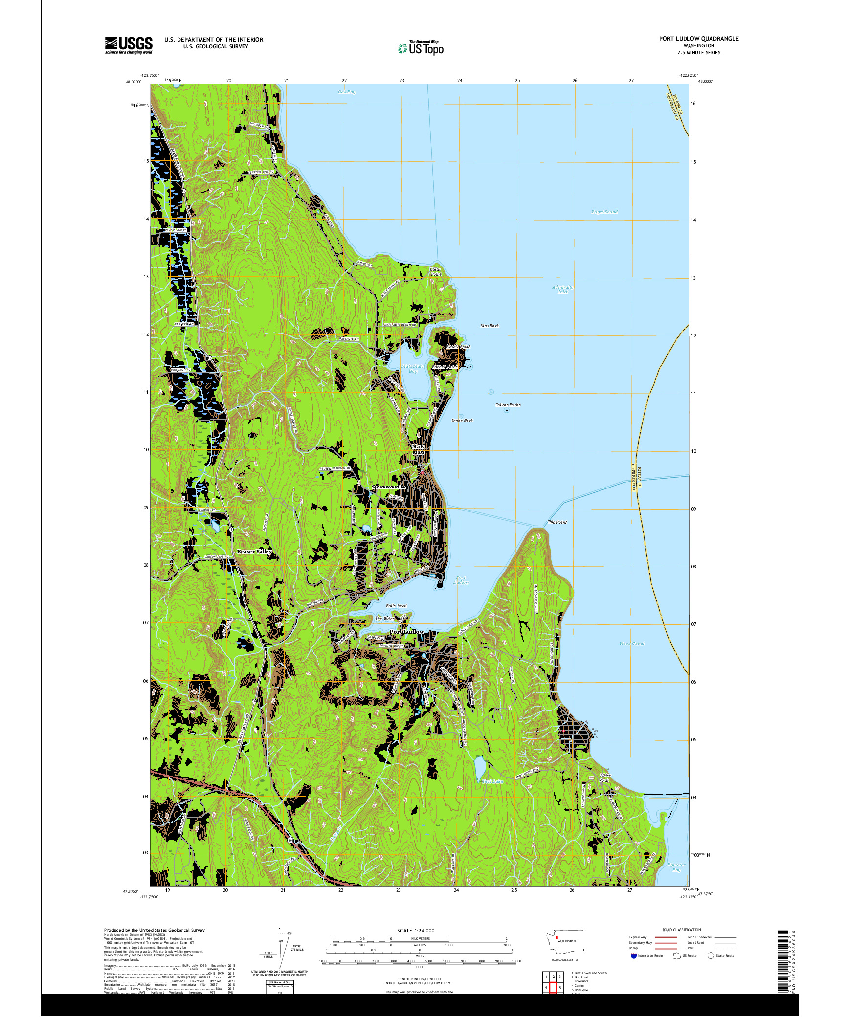 USGS US TOPO 7.5-MINUTE MAP FOR PORT LUDLOW, WA 2020