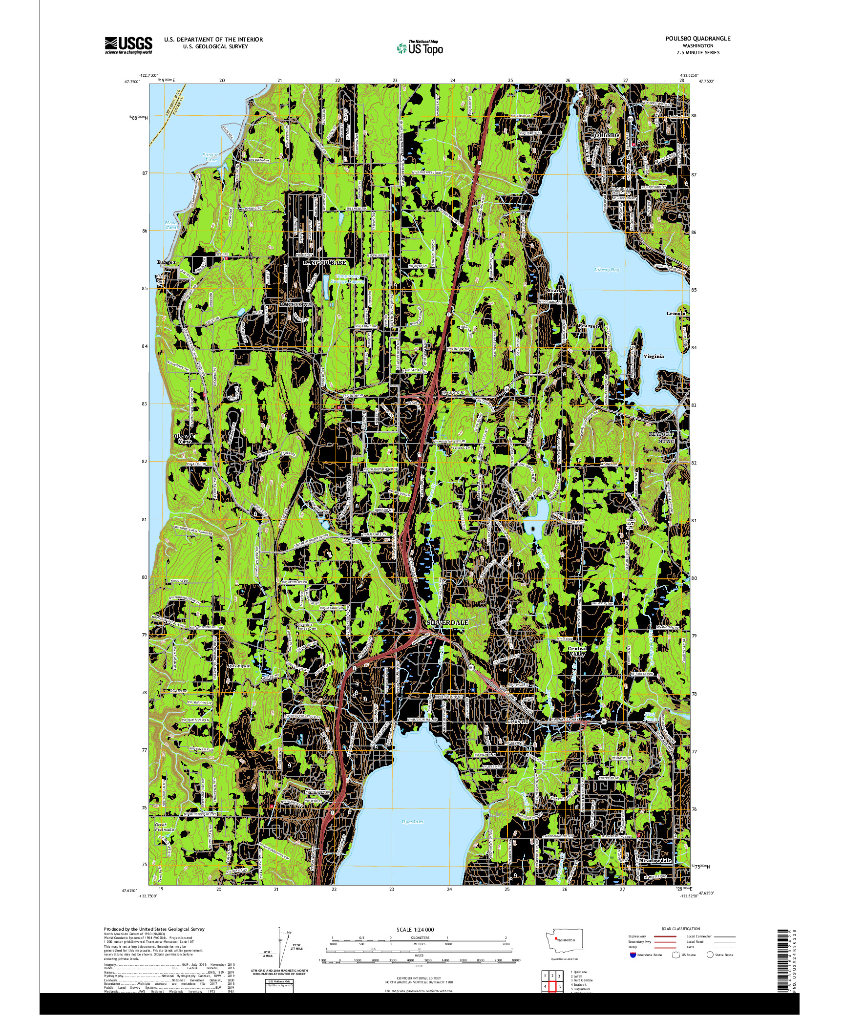 USGS US TOPO 7.5-MINUTE MAP FOR POULSBO, WA 2020