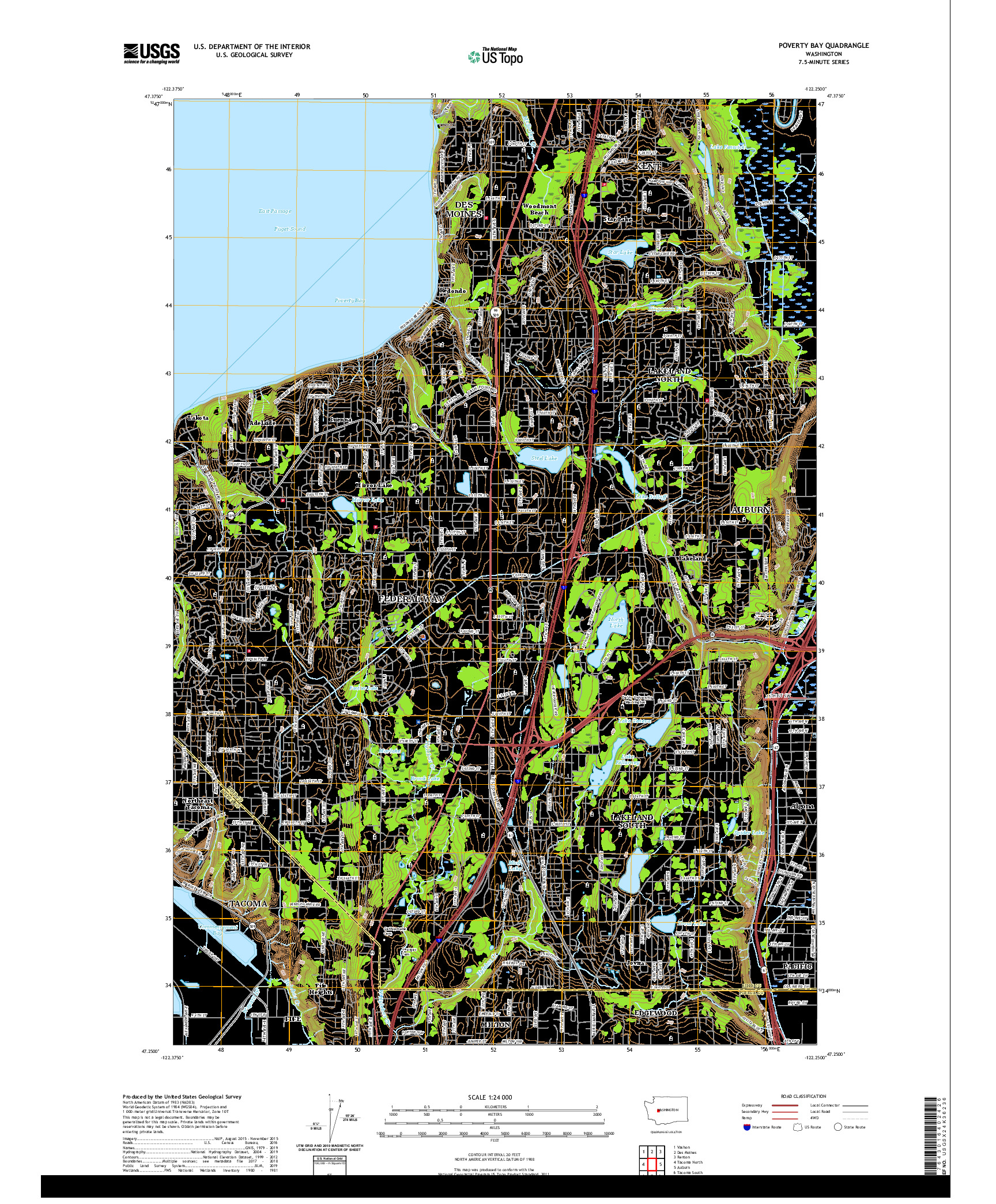 USGS US TOPO 7.5-MINUTE MAP FOR POVERTY BAY, WA 2020